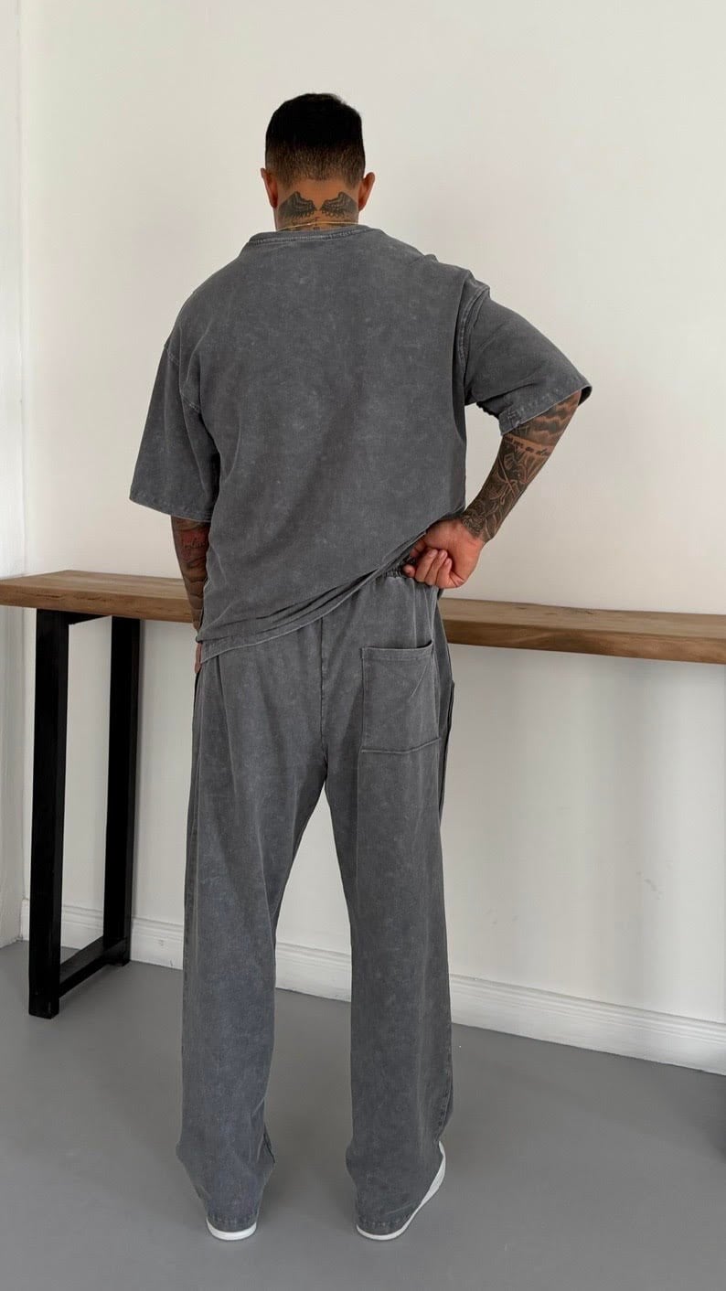 Yıkamalı Oversize TShirt ve Baggy Eşofman