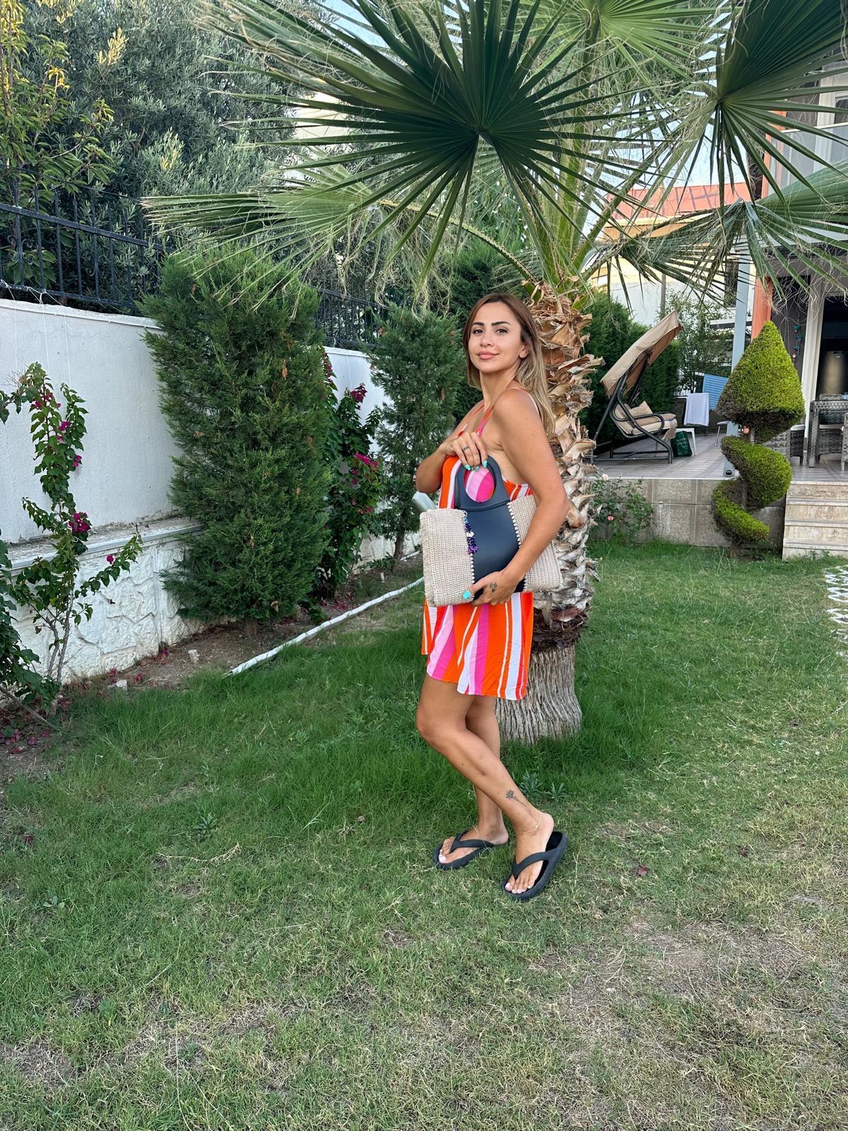 El Örgüsü & Deri Detaylı Çanta