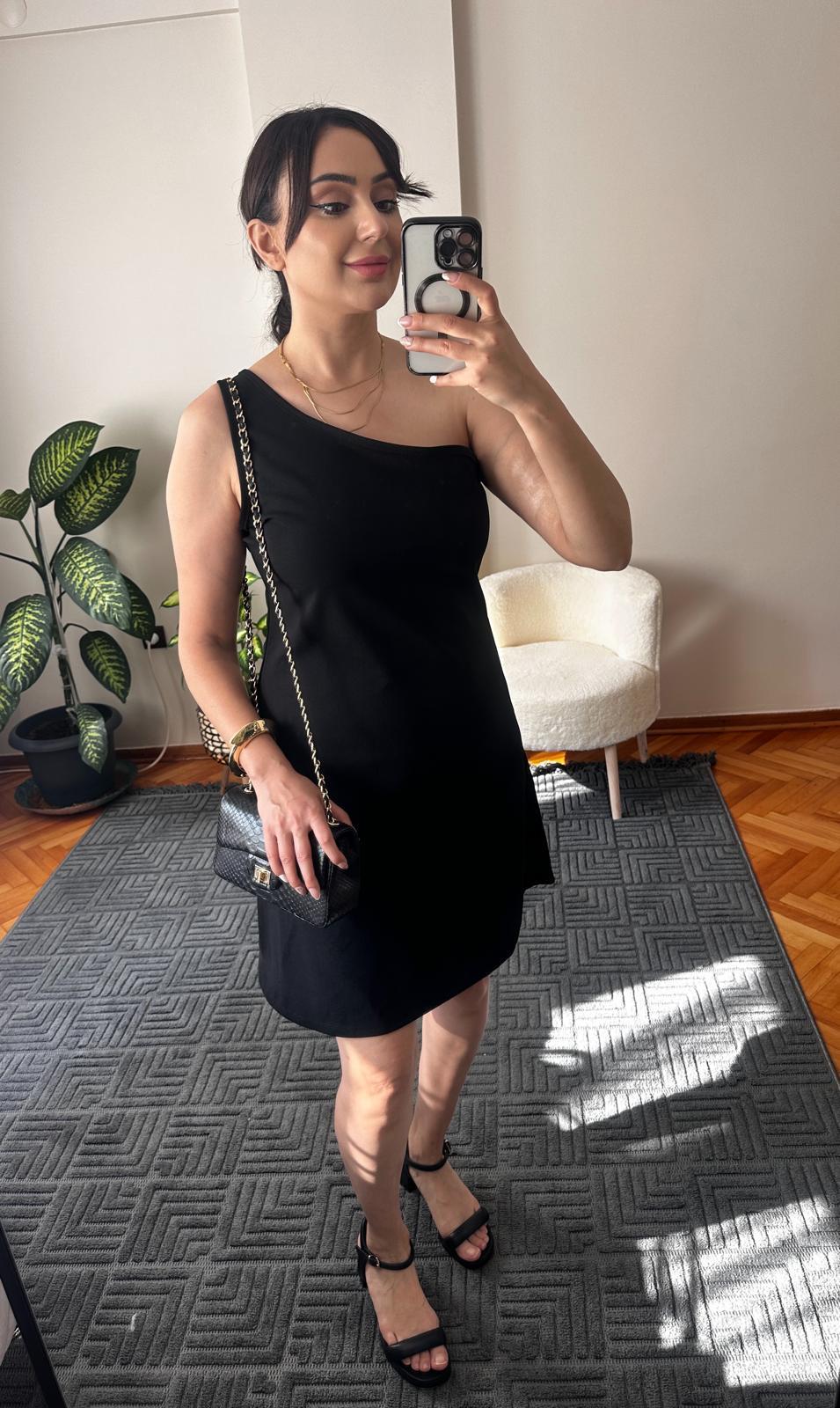 Kadın Tek Omuz Askılı Krep Mini Elbise,24892
