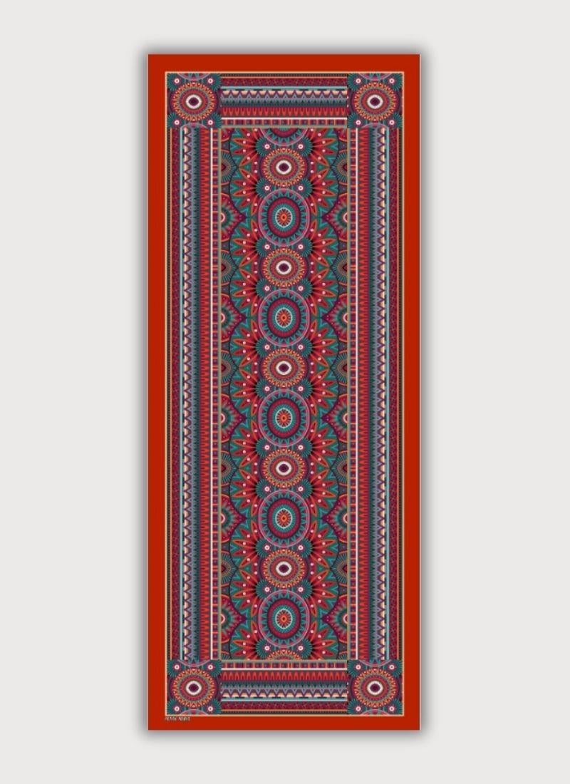 AFRİKA MANDALA DESENLİ KIRMIZI PAMUK ŞAL