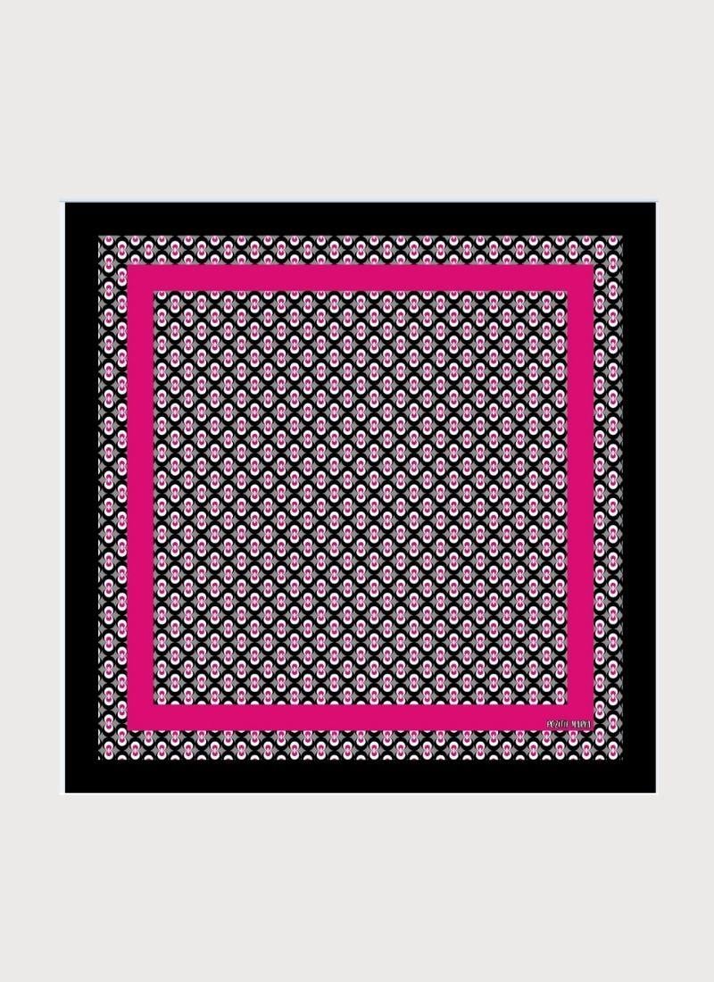 DENGE KOLEKSİYONU OSMANLI GEOMETRİK DESENLİ FUŞYA SİYAH EŞARP