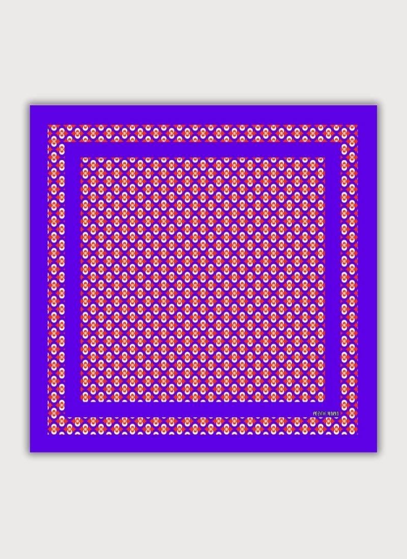 DENGE KOLEKSİYONU OSMANLI GEOMETRİK DESENLİ MENEKŞE MAVİSİ EŞARP