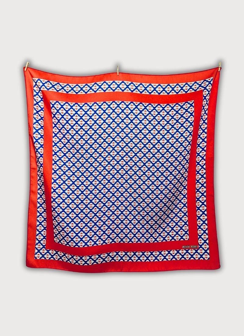 DENGE KOLEKSİYONU OSMANLI GEOMETRİK DESENLİ TWİLL SATEN FULAR