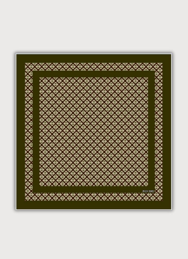 DENGE KOLEKSİYONU OSMANLI GEOMETRİK DESENLİ HAKİ TWİLL SATEN FULAR