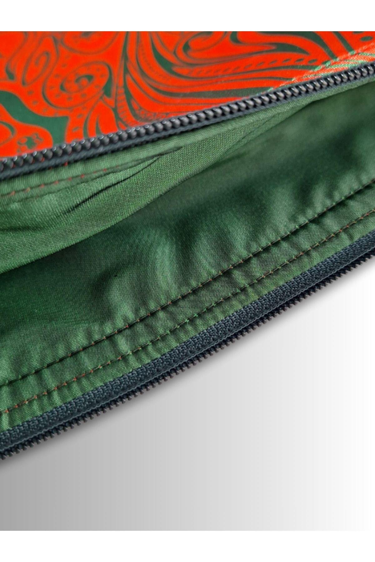 KADIN KIRMIZI ÇANTA CLUTCH PORTFÖY FİL DESENLİ