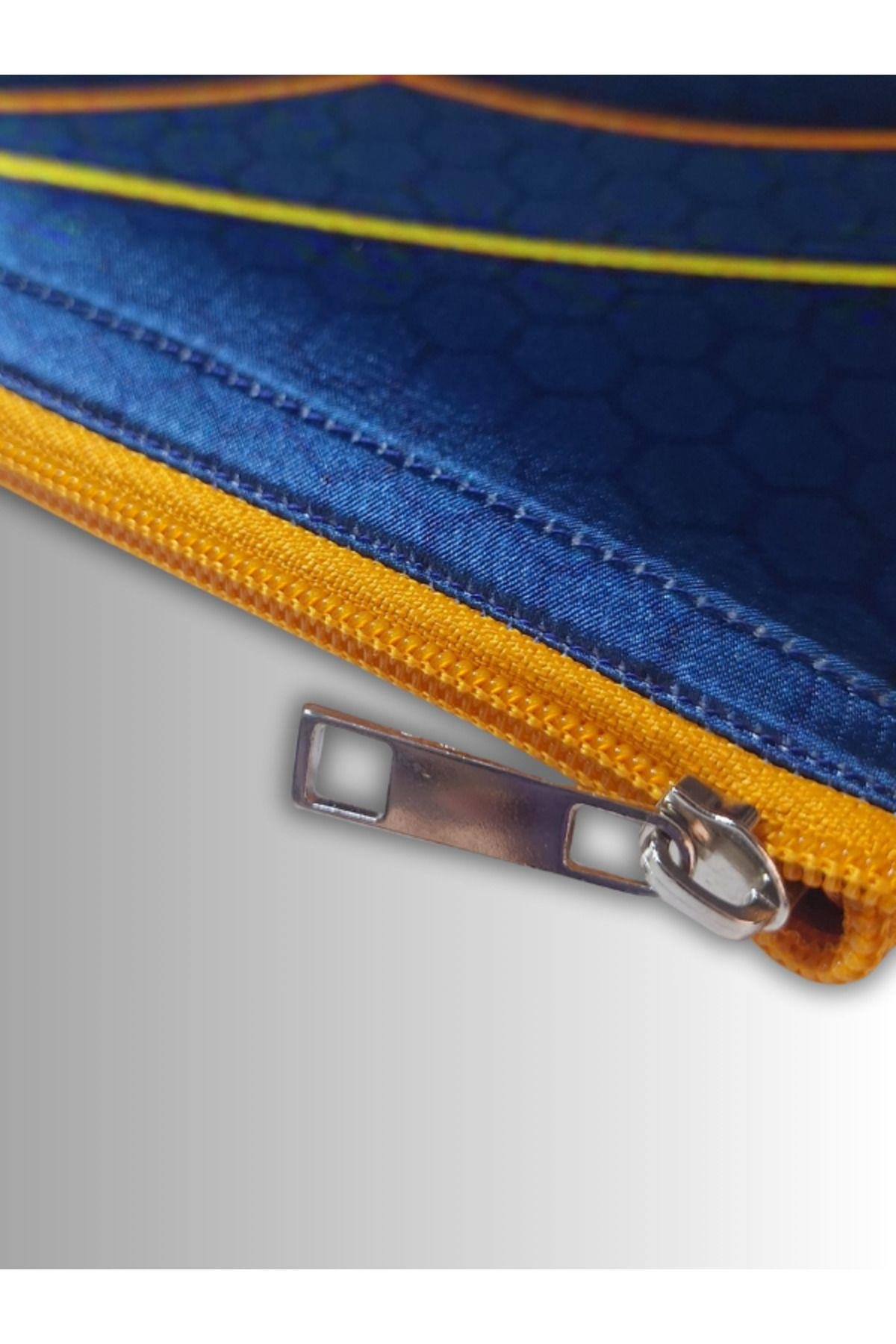KADIN MAVİ CLUTCH ÇANTA YAŞAM ÇİÇEĞİ SEMBOL DESENLİ