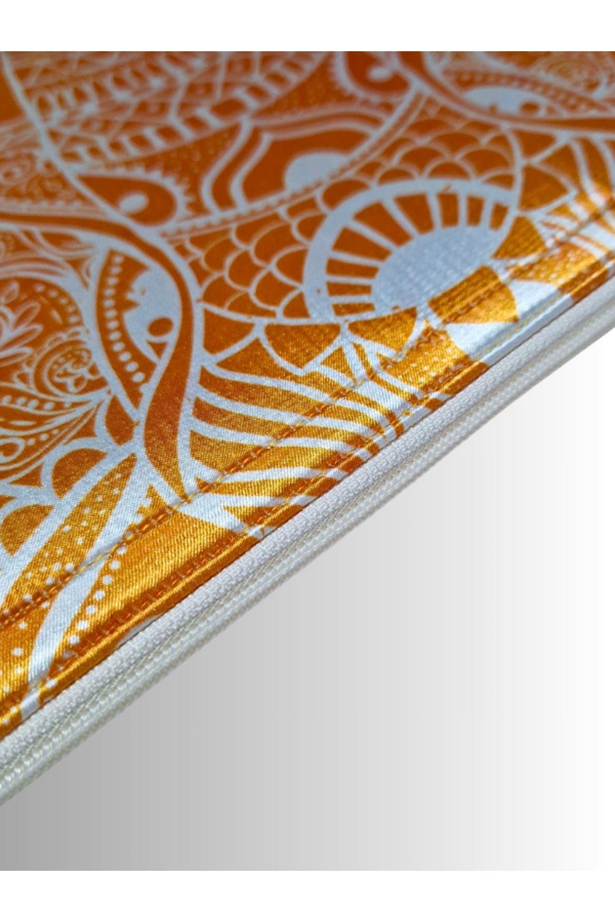KADIN TURUNCU ÇANTA CLUTCH PORTFÖY FİL DESENLİ