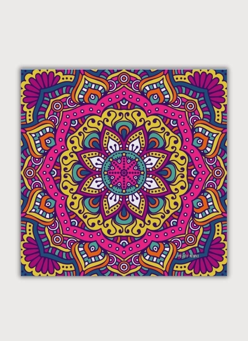Meditasyon Koleksiyonu Çok Renkli Çiçek Mandala Bandana Fular