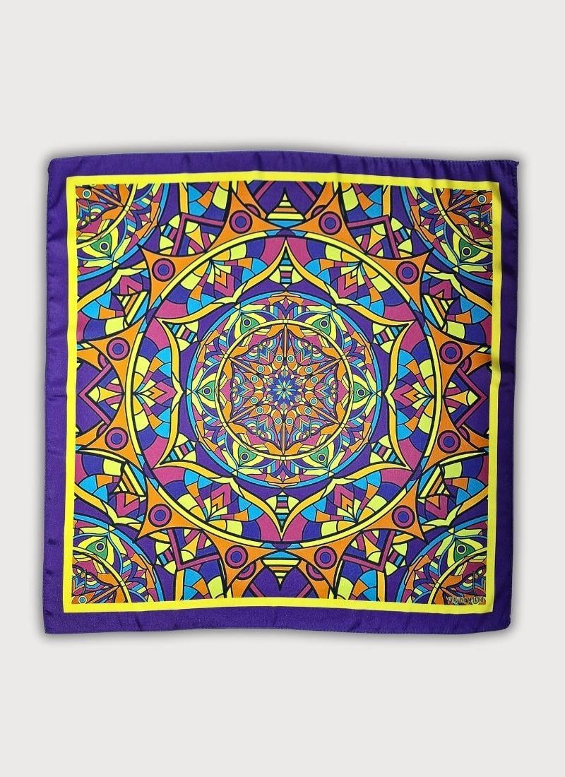 MOR IŞIK MANDALA TWİLL SATEN ÇOK RENKLİ BOYUN BANDANA FULAR