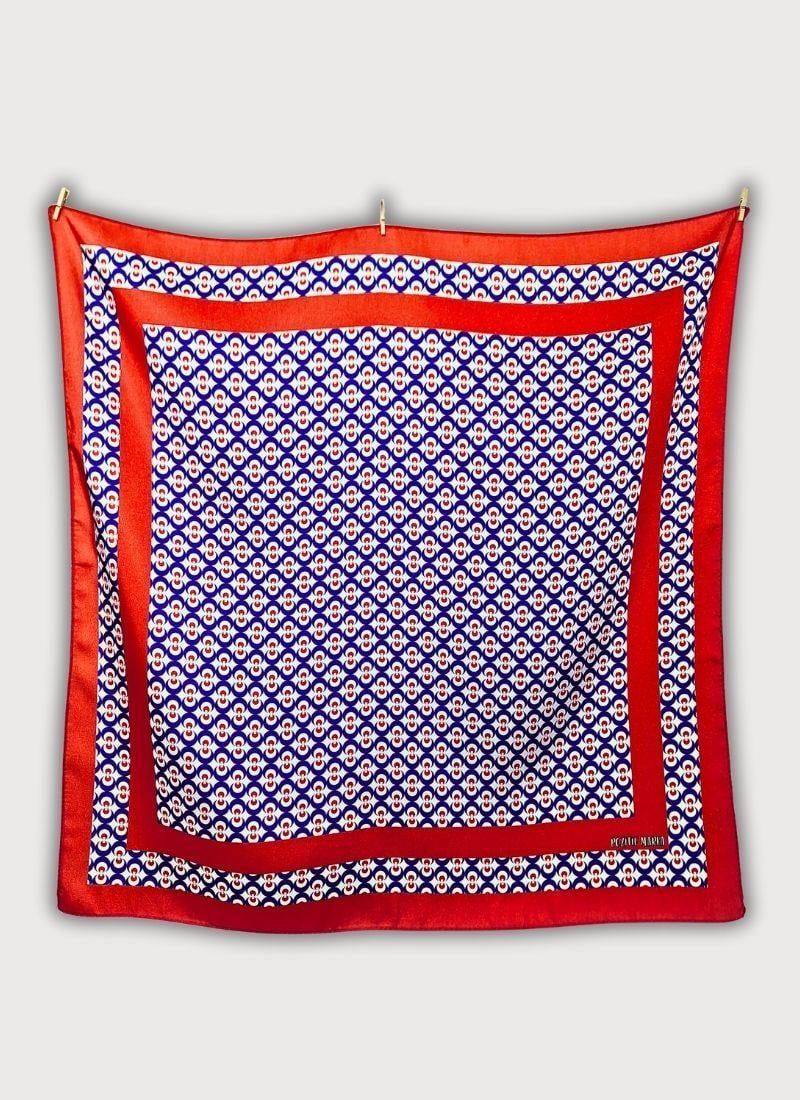 Osmanlı Geometrik Desenli Twill Saten Eşarp