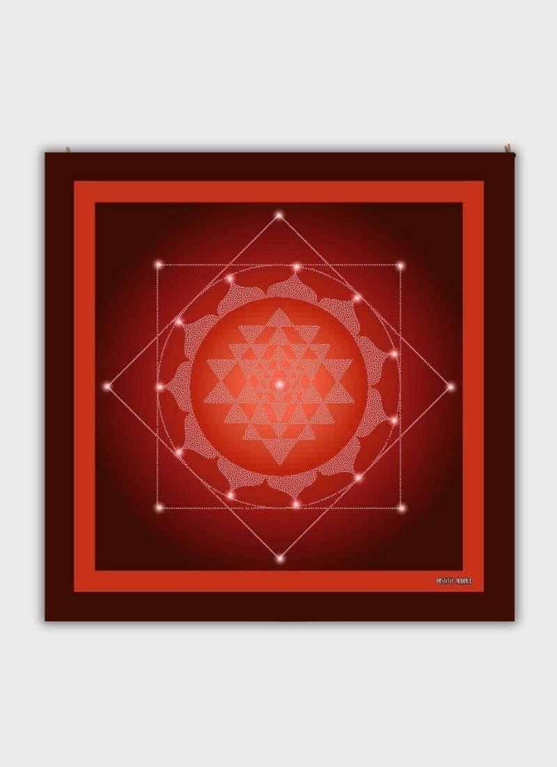 YANTRA BUDA DESENLİ SİYAH BEYAZ SATEN FULAR
