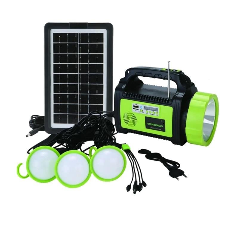 Solar Güneş Enerjili Fener + 3 Lamba + Radyo + Bluetooth Hoperlör ve Cep telefonu Şarj