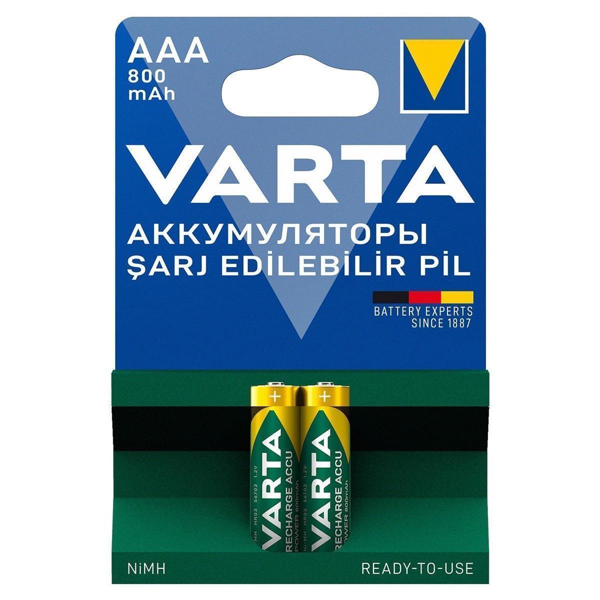 Varta 56703 Power 800mAh AAA Şarj Edilebilir İnce Kalem Pil 2li Paket