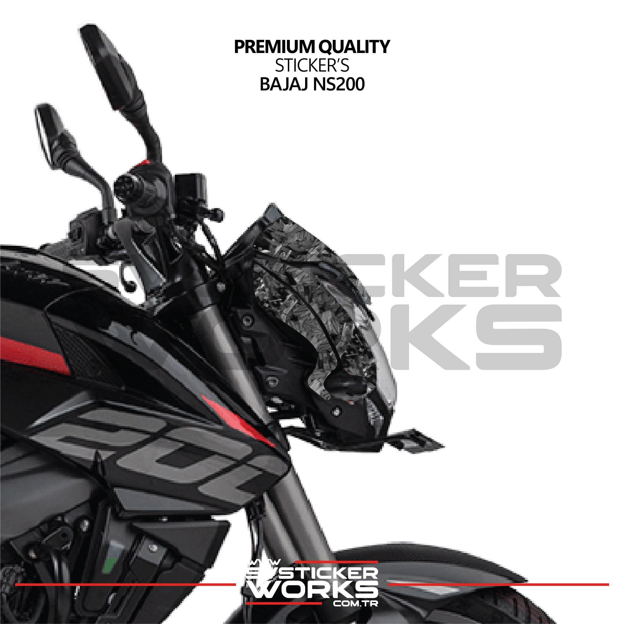 SVSTICKERWORKSBajaj NS200 Forged Kaplama Etiket Sticker Modeli Ön Kafa Sağ SolBajaj NS200 Forged Kaplama Etiket Sticker Modeli Ön Kafa Sağ SolNS200