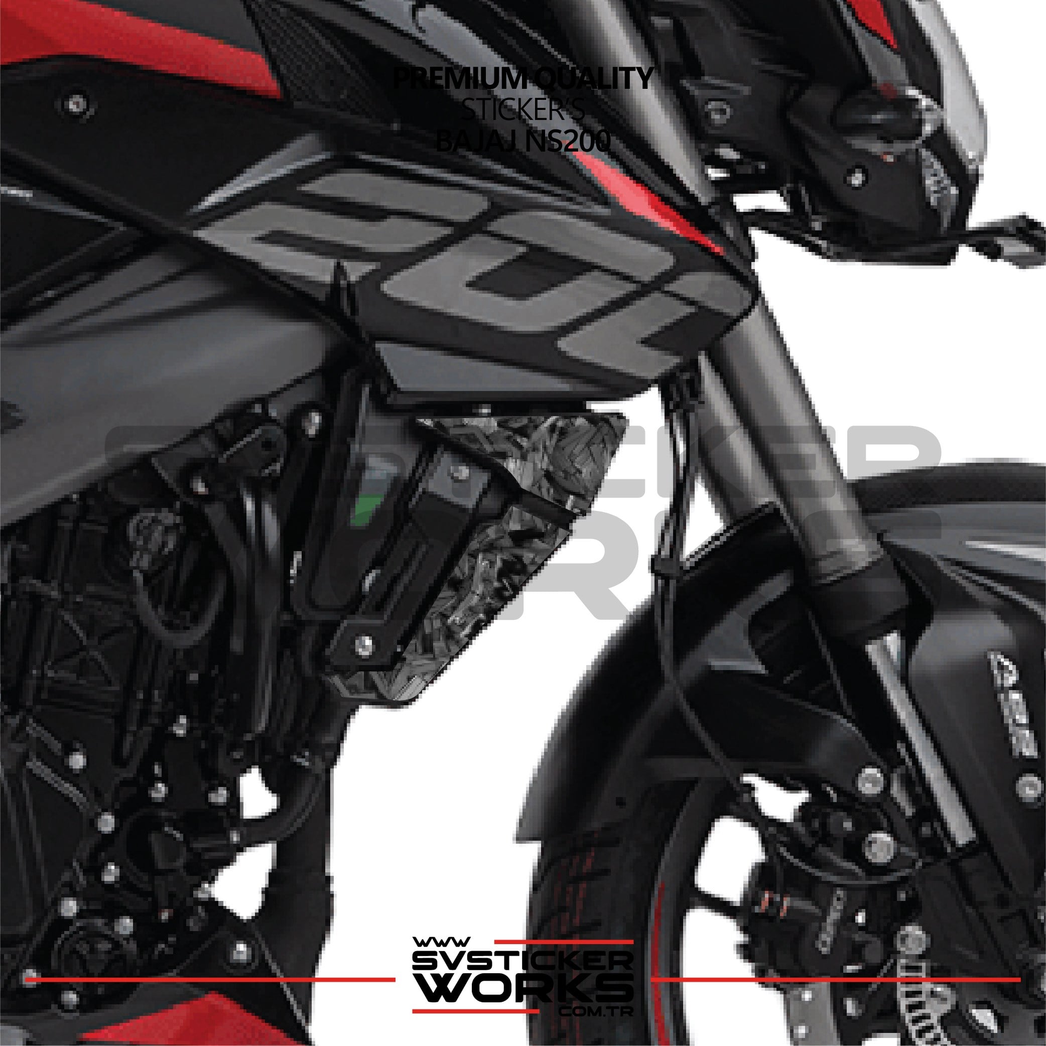 SVSTICKERWORKSBajaj NS200 Forged Kaplama Etiket Sticker Modeli Ön Radyatör KapağıNS200