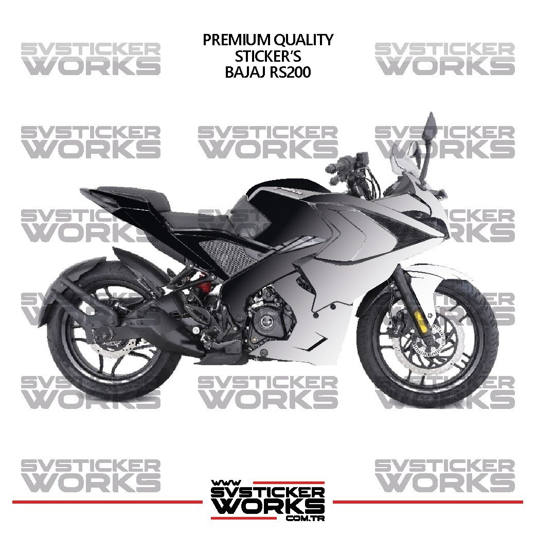 SVSTICKERWORKSBajaj RS200 Kaplama Sticker Çift Renk Motor Kaplama Modeli Hazır Kit Yüksek KaliteBajaj RS200 Kaplama Sticker Çift Renk Motor Kaplama Modeli Hazır Kit Yüksek Kalite
