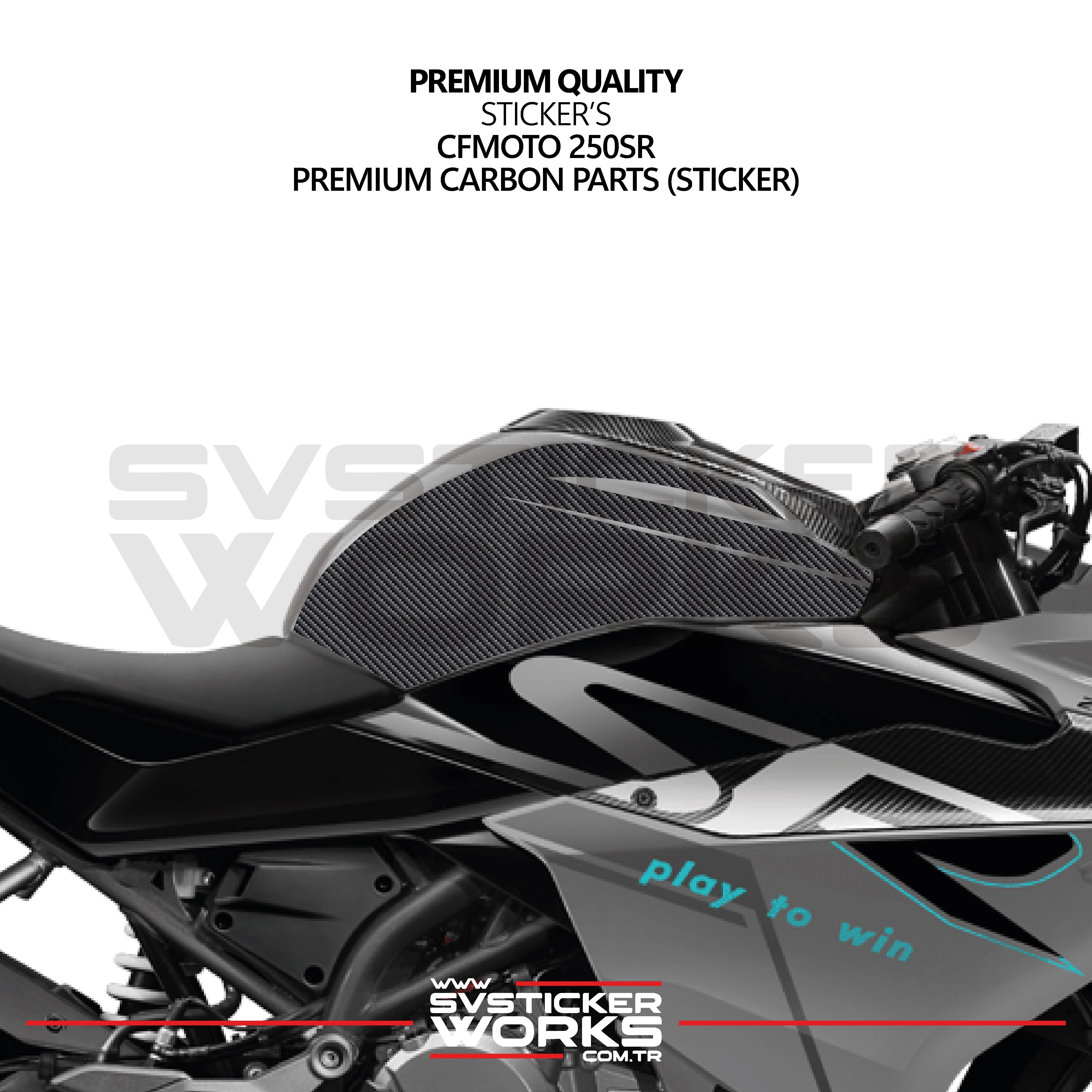 SVSTICKERWORKSCFMOTO 250SR Sticker Karbon Folyo Kaplama Depo BölümüCFMOTO 250SR Sticker Karbon Folyo Kaplama Depo Bölümü
