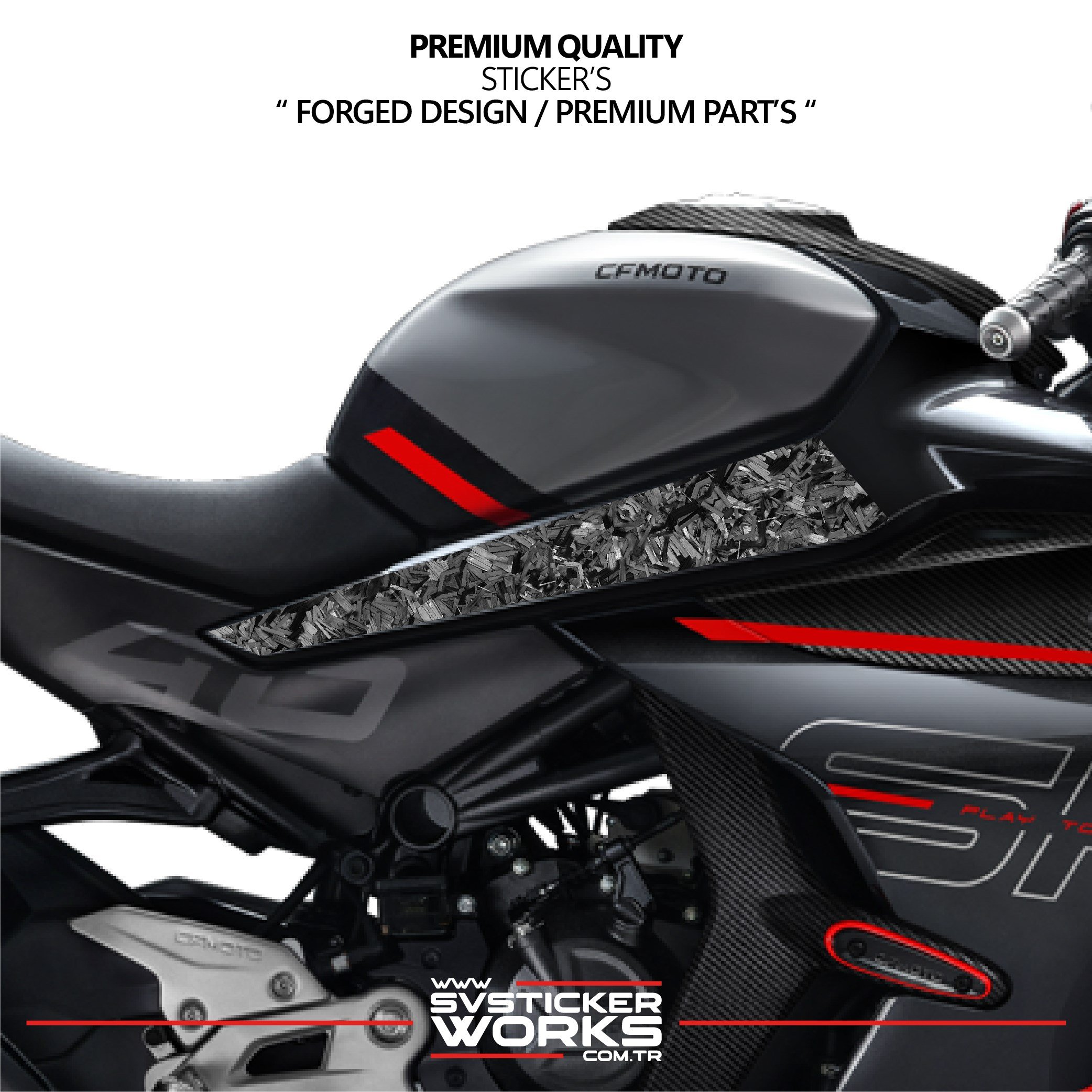 SVSTICKERWORKSCFMOTO 450SR Forged Karbon Kaplama Orta Sase Sticker Etiket ModeliCFMOTO 450SR Forged Karbon Kaplama Orta Sase Sticker Etiket ModeliJant Sticker
