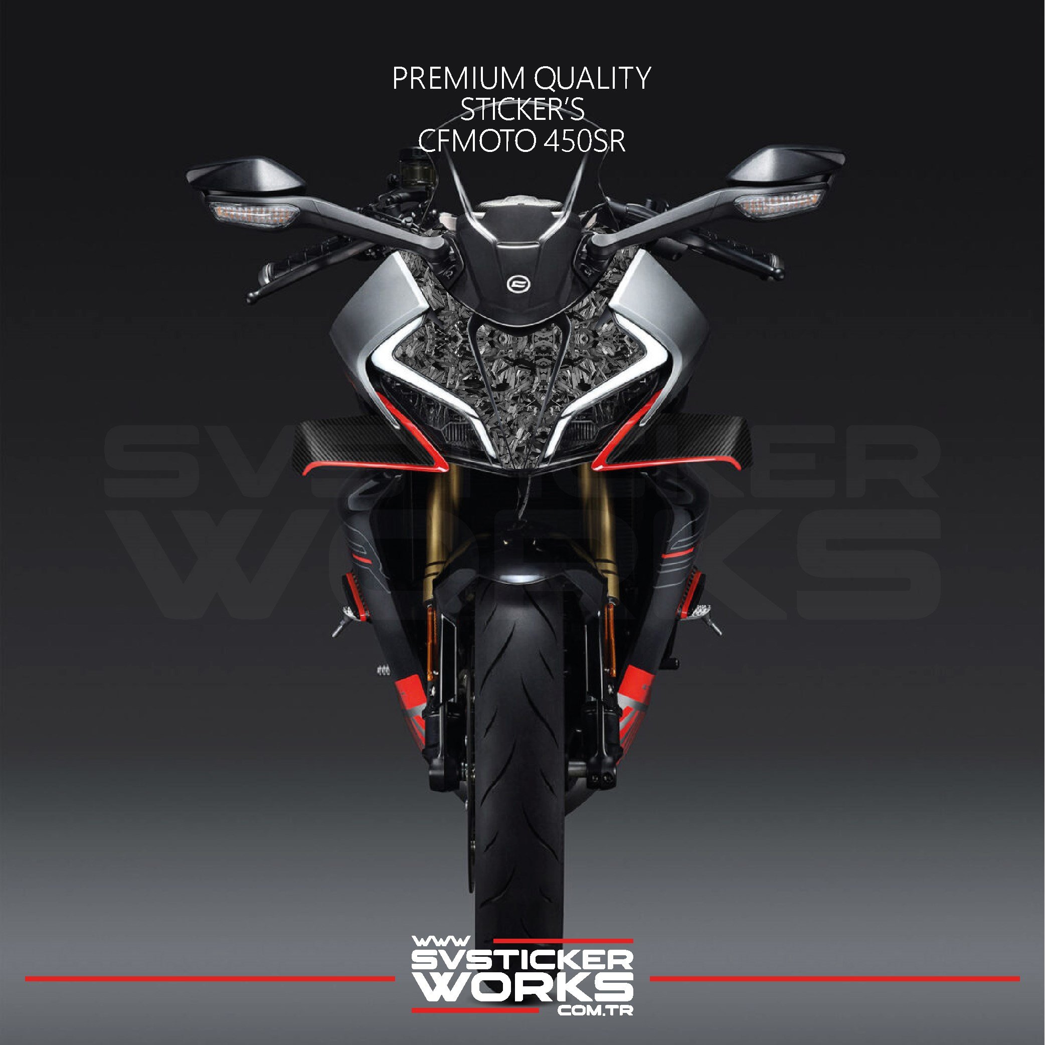 SVSTICKERWORKSCFMOTO 450SR Kaplama Sticker Ön Kafa Forged Karbon Serisi Sticker Etiket Modeli CFMOTO 450SR Kaplama Sticker Ön Kafa Forged Karbon Serisi Sticker Etiket Modeli 