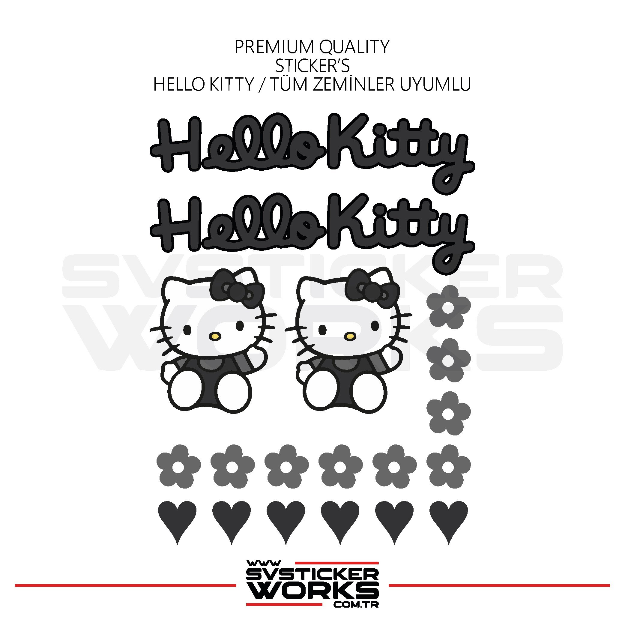 SVSTICKERWORKSHello Kitty Sticker Yapışkan Tüm Zeminlere Uyumlu Motor Araba Etiket StickerHello Kitty Sticker Yapışkan Tüm Zeminlere Uyumlu Motor Araba Etiket Sticker