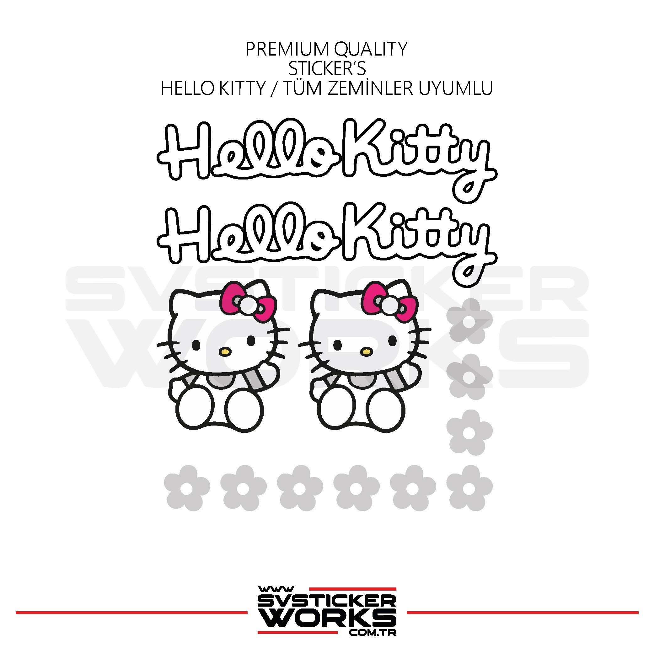 SVSTICKERWORKSHello Kitty Sticker Yapışkan Tüm Zeminlere Uyumlu Motor Araba Etiket StickerHello Kitty Sticker Yapışkan Tüm Zeminlere Uyumlu Motor Araba Etiket Sticker