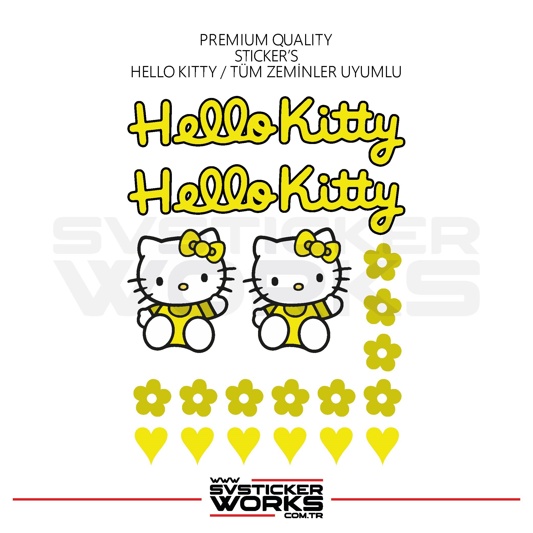 SVSTICKERWORKSHello Kitty Sticker Yapışkan Tüm Zeminlere Uyumlu Motor Araba Etiket StickerHello Kitty Sticker Yapışkan Tüm Zeminlere Uyumlu Motor Araba Etiket Sticker