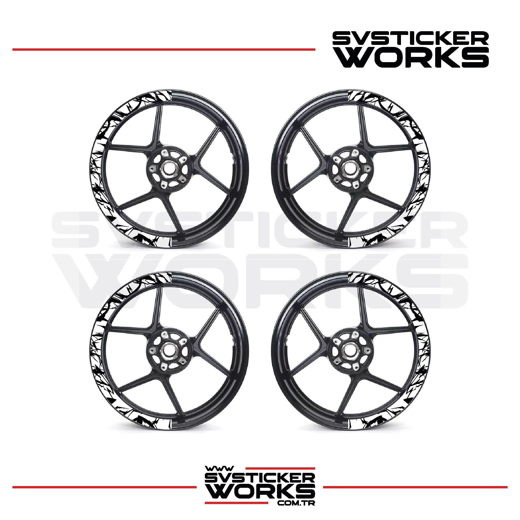 SVSTICKERWORKSMotosiklet Jant Kaplama Desenli Yarım Yüksek Kaliteli Folyo 1 Paket 1 Motosiklet İçinMotosiklet Jant Kaplama Desenli Yarım Yüksek Kaliteli Folyo 1 Paket 1 Motosiklet İçin