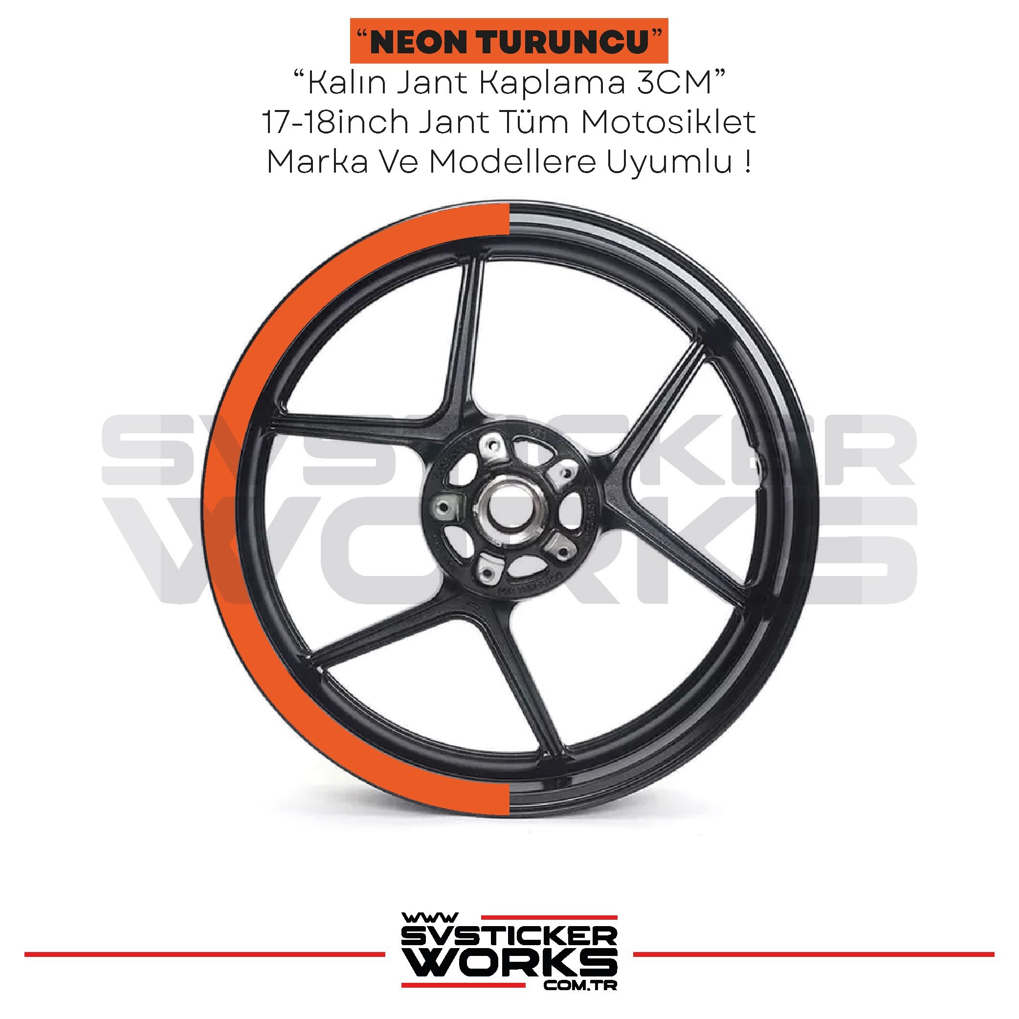 SVSTICKERWORKSMotosiklet Jant Kaplama Yarım Yüksek Kaliteli Folyo 1 Paket 1 Motosiklet İçin Neon Turuncu RenkMotosiklet Jant Kaplama Yarım Yüksek Kaliteli Folyo 1 Paket 1 Motosiklet İçin Neon Turuncu Renk