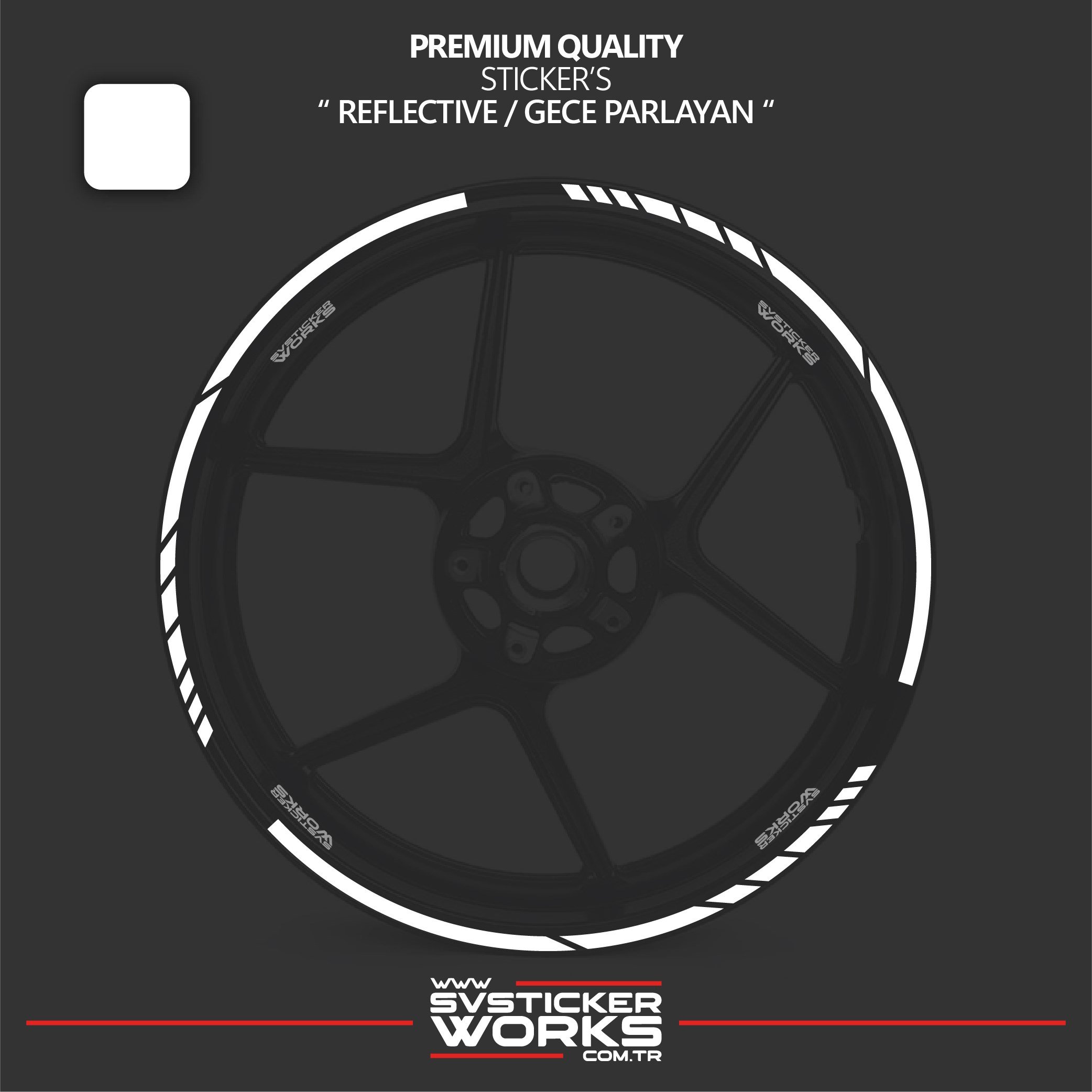 SVSTICKERWORKSReflektif Motosiklet Jant Sticker Seti 17 inch Uyumlu 16'Lı SetReflektif Motosiklet Jant Sticker Seti 17 inch Uyumlu 16'Lı SetJant Sticker