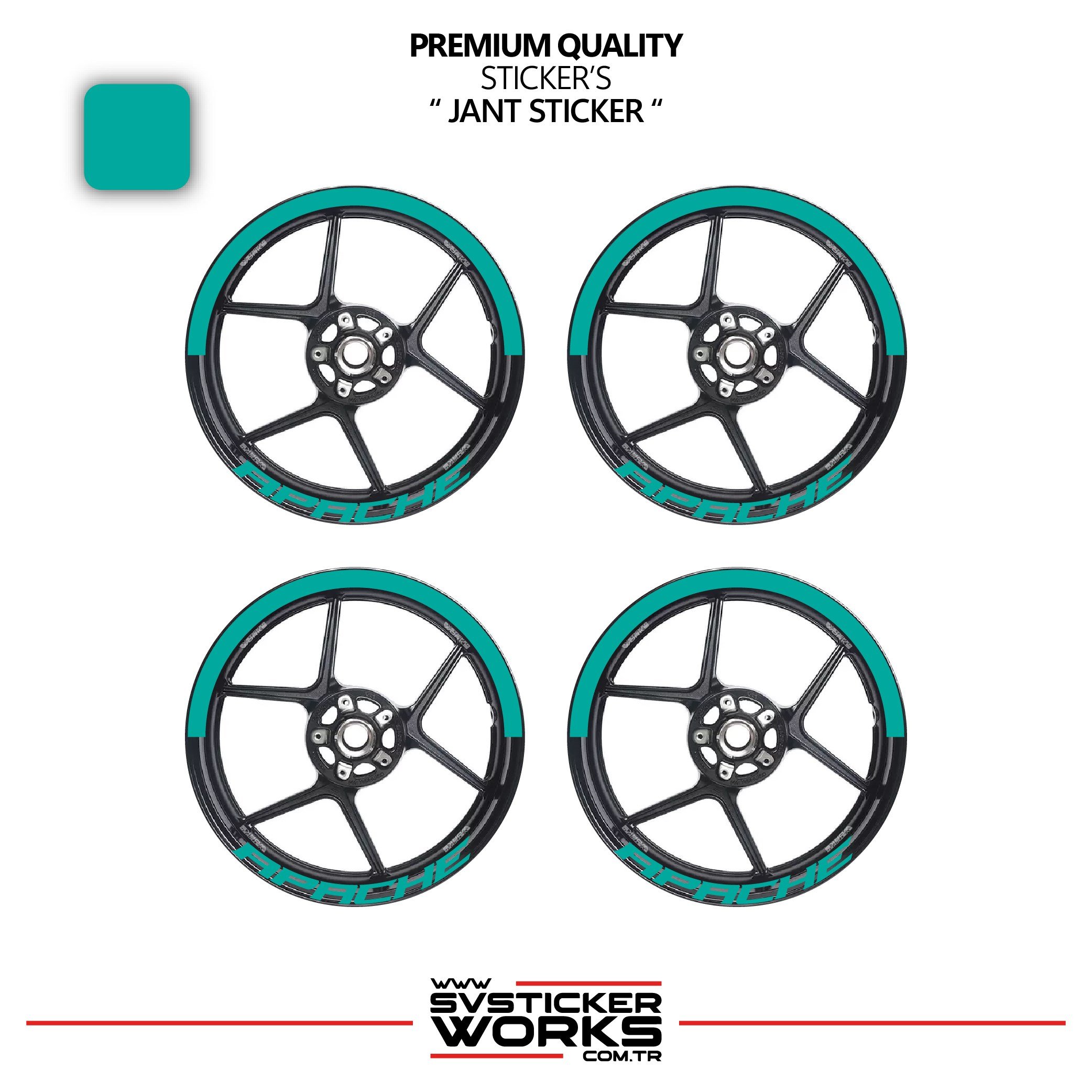 SVSTICKERWORKSTVS APACHE Jant Şeridi – Yarım Jant Kaplama & APACHE Yazı Sticker SetiTVS APACHE Jant Şeridi – Yarım Jant Kaplama & APACHE Yazı Sticker SetiJant Sticker
