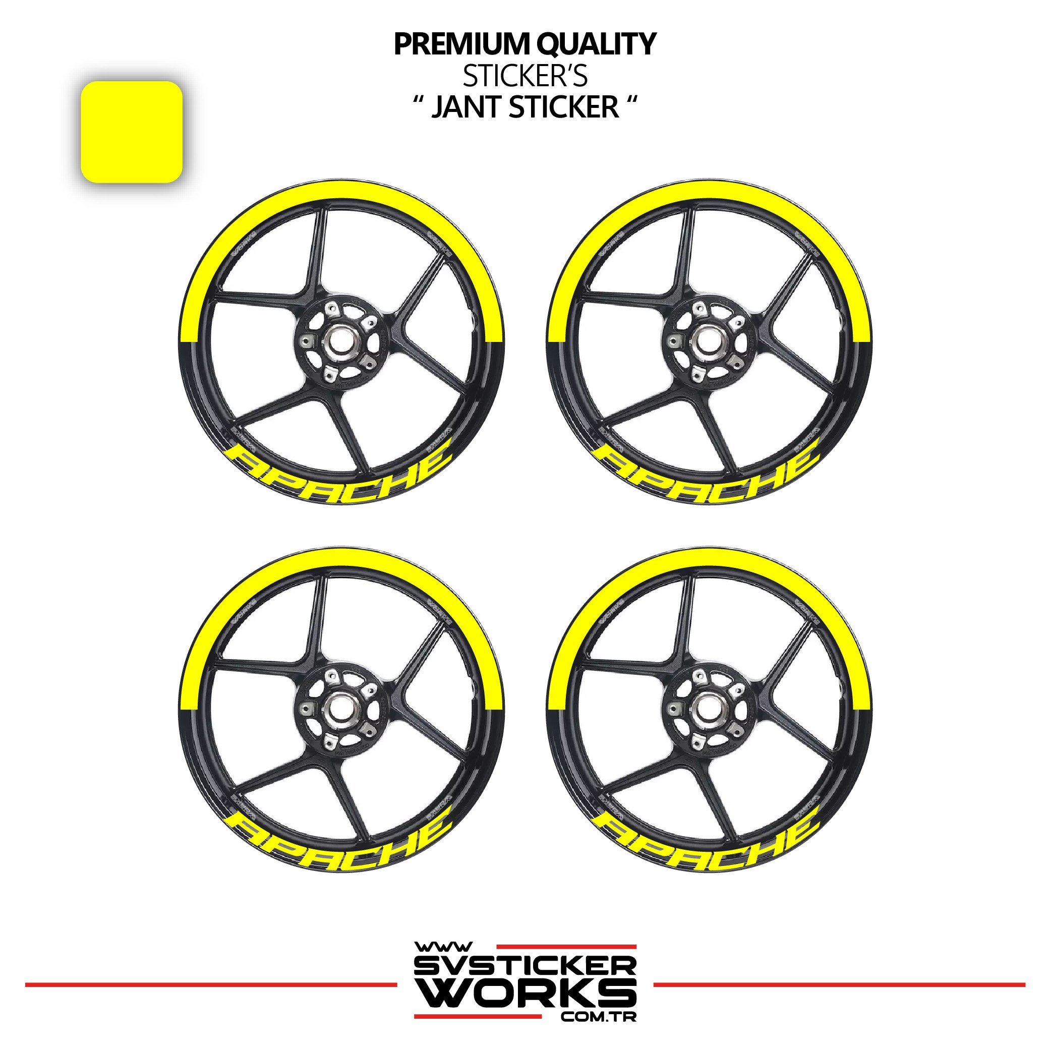 SVSTICKERWORKSTVS APACHE Jant Şeridi – Yarım Jant Kaplama & APACHE Yazı Sticker SetiTVS APACHE Jant Şeridi – Yarım Jant Kaplama & APACHE Yazı Sticker SetiJant Sticker