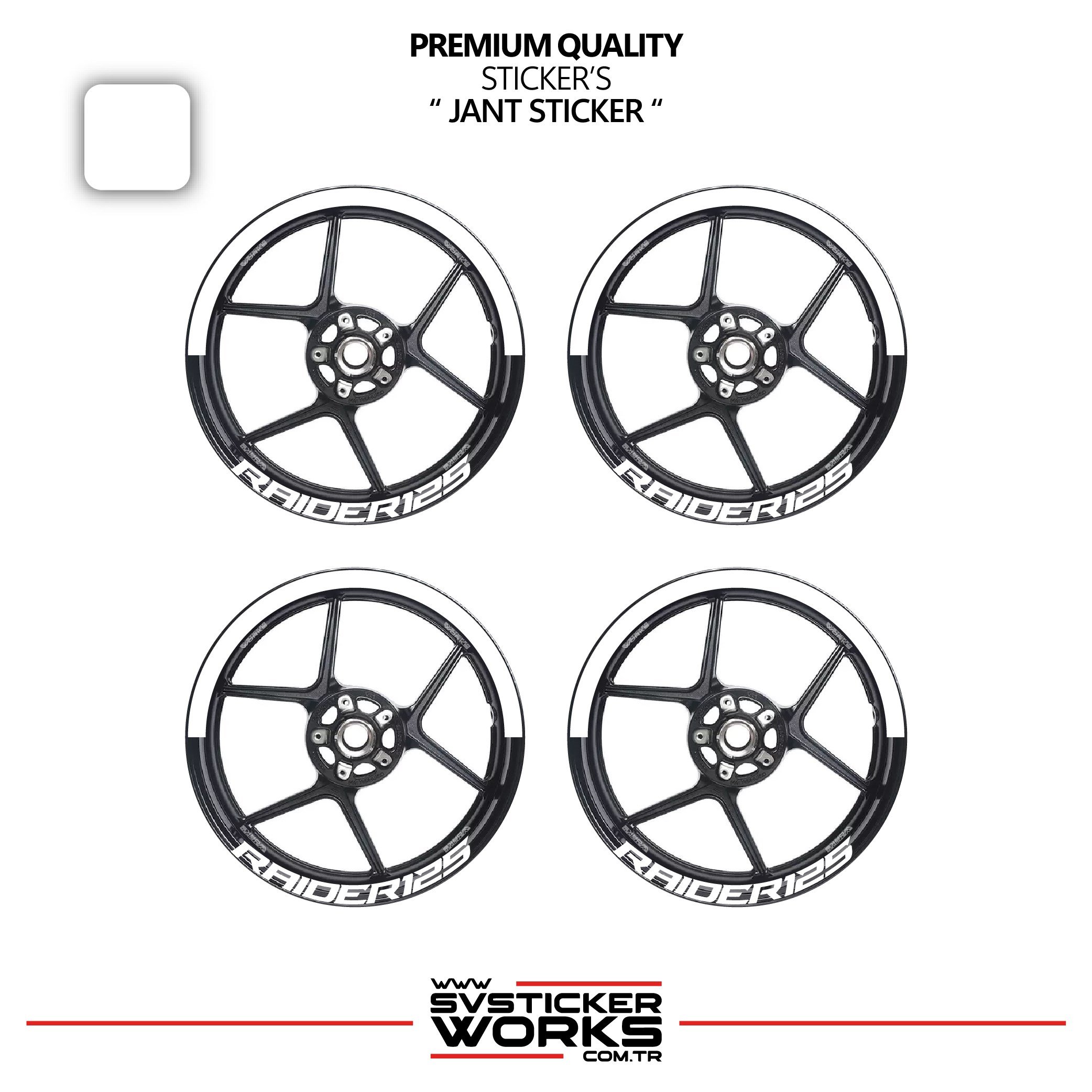 SVSTICKERWORKSTVS RAİDER 125 Jant Şeridi – Yarım Jant Kaplama & RAİDER 125 Yazı Sticker SetiTVS RAİDER 125 Jant Şeridi – Yarım Jant Kaplama & RAİDER 125 Yazı Sticker SetiJant Sticker