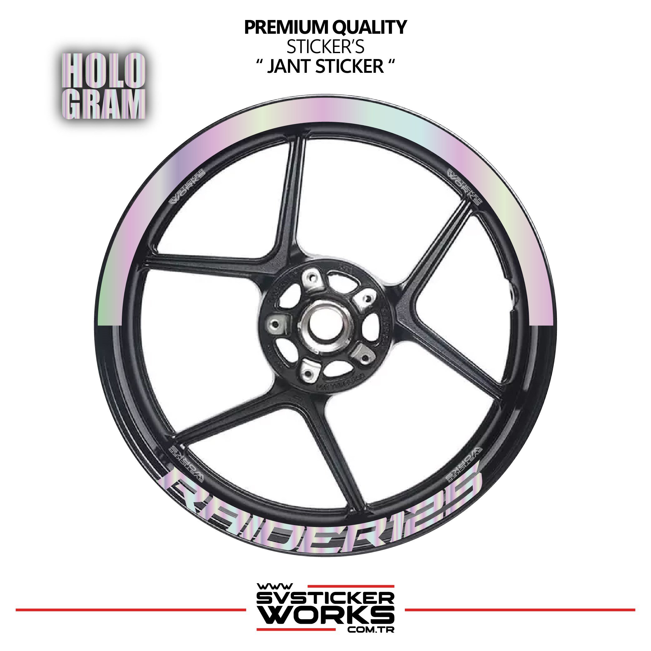 SVSTICKERWORKSTVS RAİDER 125 Jant Şeridi – Yarım Jant Kaplama & RAİDER 125 Yazı Sticker SetiTVS RAİDER 125 Jant Şeridi – Yarım Jant Kaplama & RAİDER 125 Yazı Sticker SetiJant Sticker
