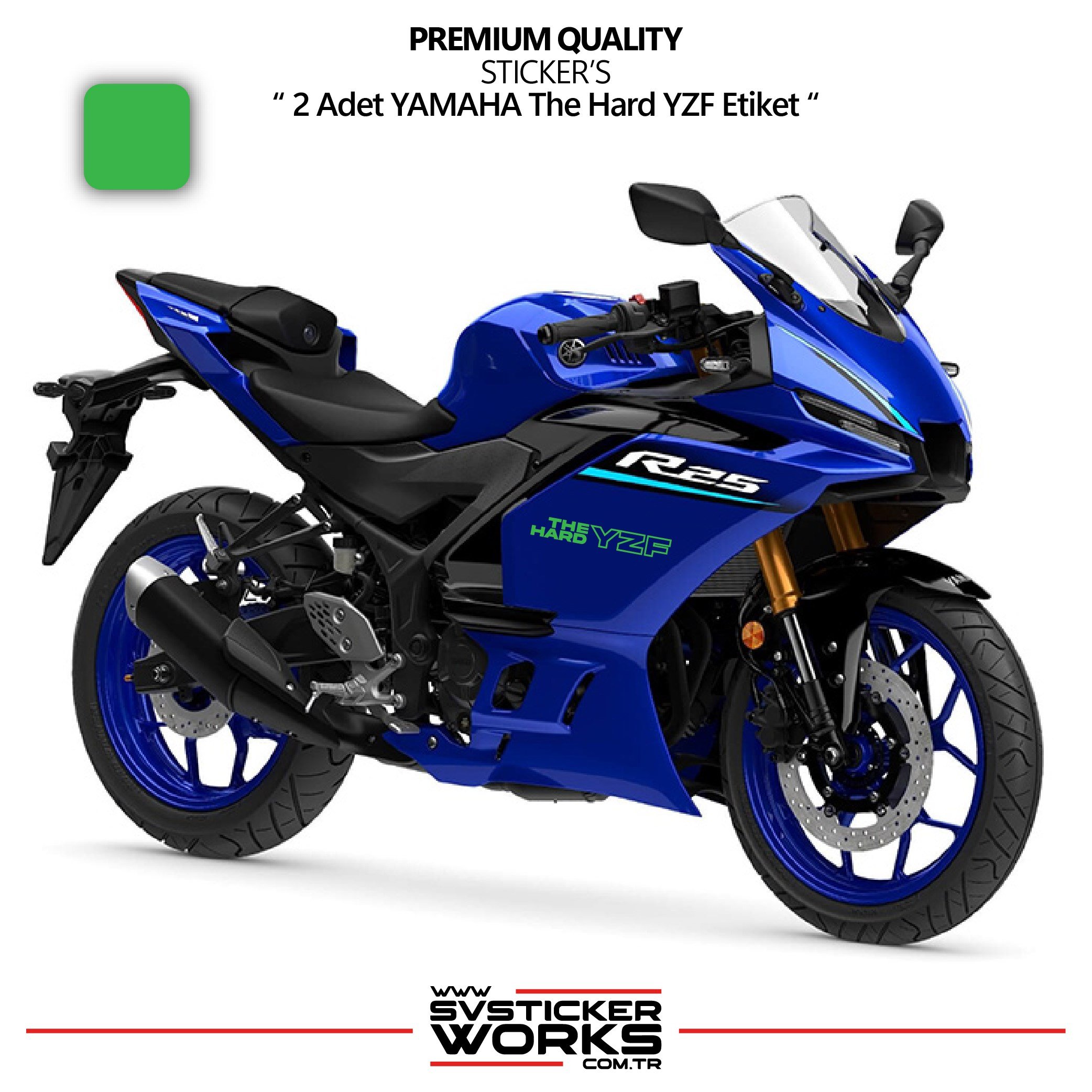SVSTICKERWORKSYAMAHA The Hard YZF Sticker Yüksek Kalite Folyo 2 Adet Sticker EtiketYAMAHA The Hard YZF Sticker Yüksek Kalite Folyo 2 Adet Sticker EtiketR25 2025