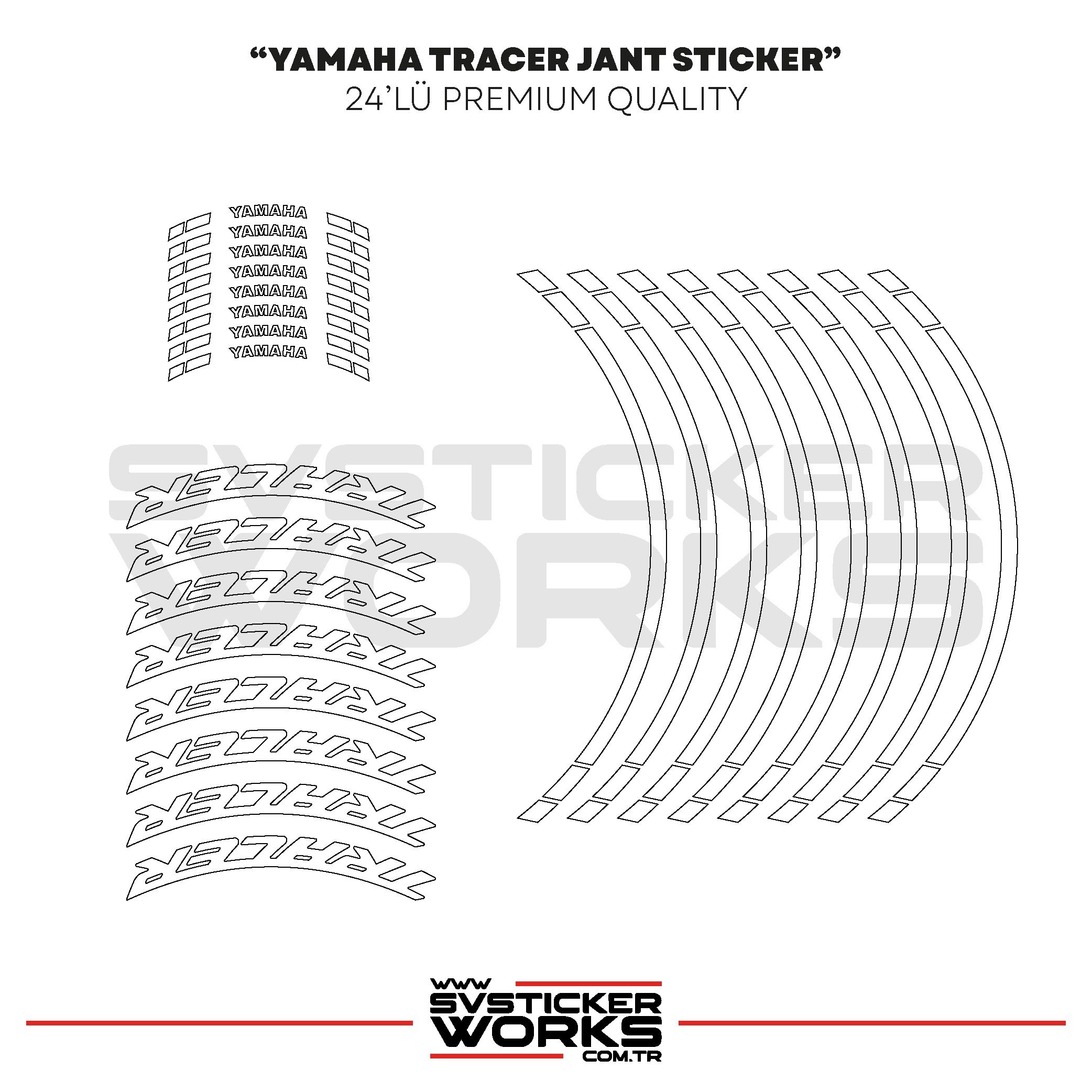 SVSTICKERWORKSYamaha Tracer Jant Sticker Seti Yüksek Kalite 24Lü Jant SetYamaha Tracer Jant Sticker Seti Yüksek Kalite 24Lü Jant Set