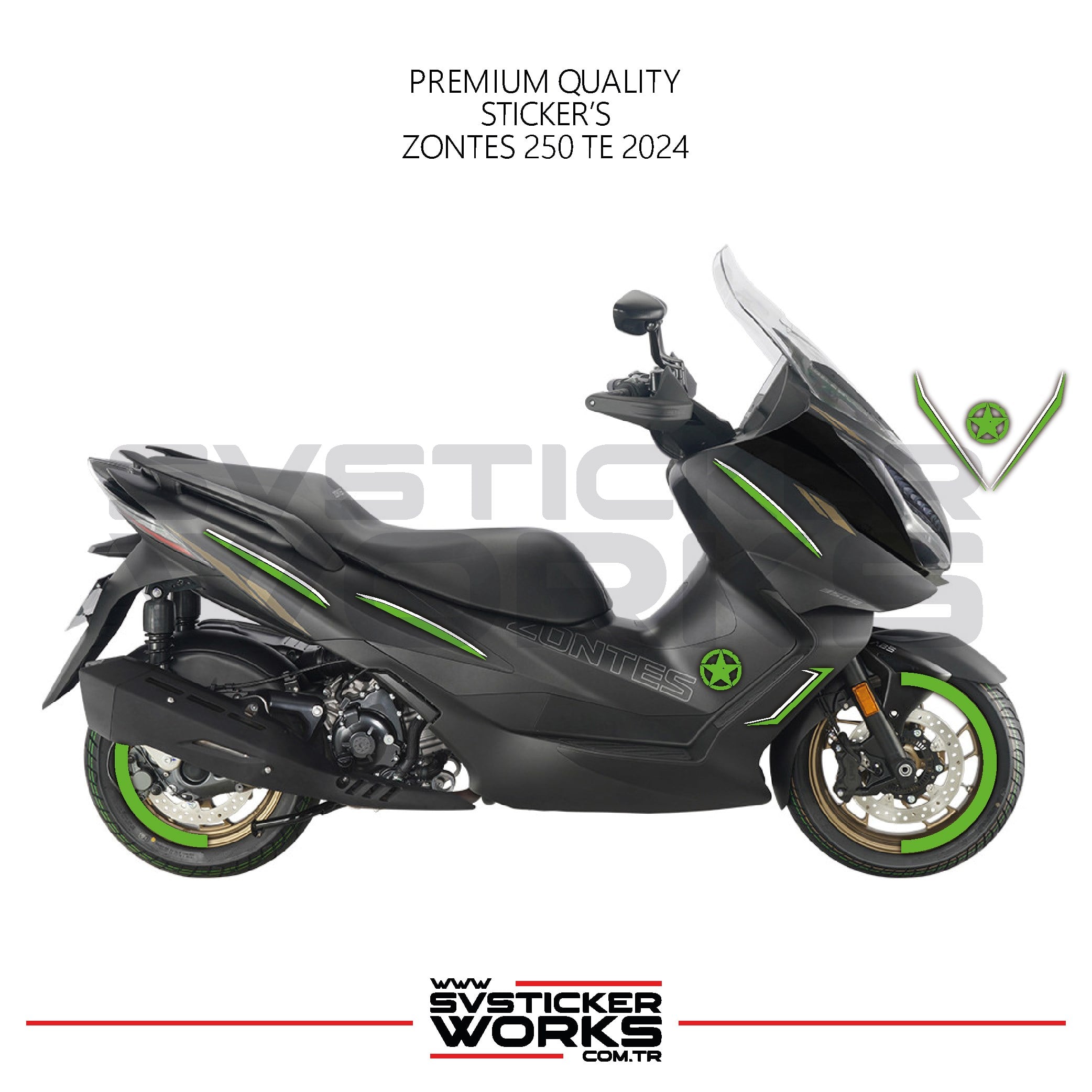 SVSTICKERWORKSZONTES 250 TE Sticker Kaplama Set Full Kit Parçalı Etiket Sticker Modeli YeşilZONTES 250 TE Sticker Kaplama Set Full Kit Parçalı Etiket Sticker Modeli YeşilZontes