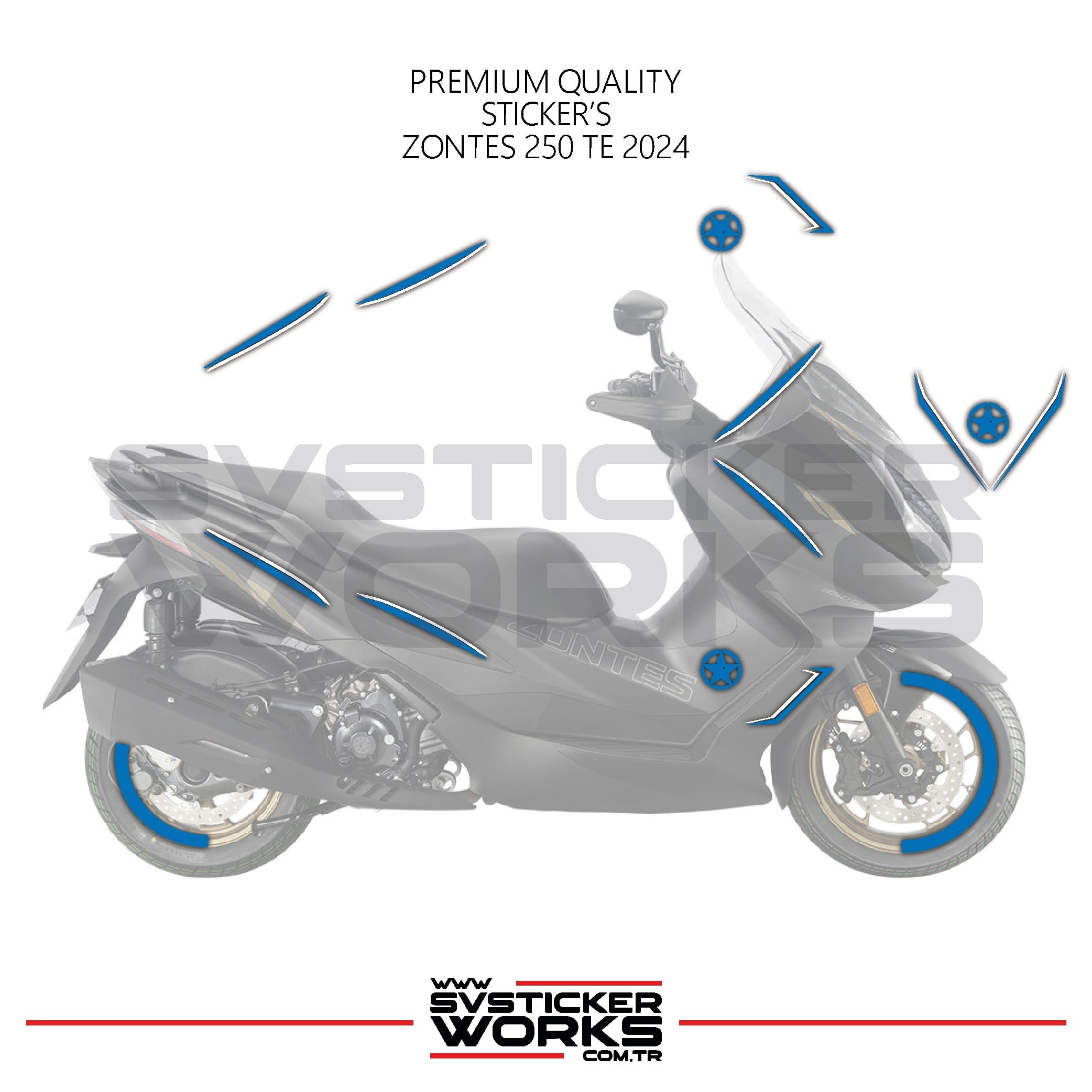 SVSTICKERWORKSZONTES 250 TE Sticker Kaplama Set Full Kit Parçalı Etiket Sticker Modeli MaviZONTES 250 TE Sticker Kaplama Set Full Kit Parçalı Etiket Sticker Modeli MaviZontes