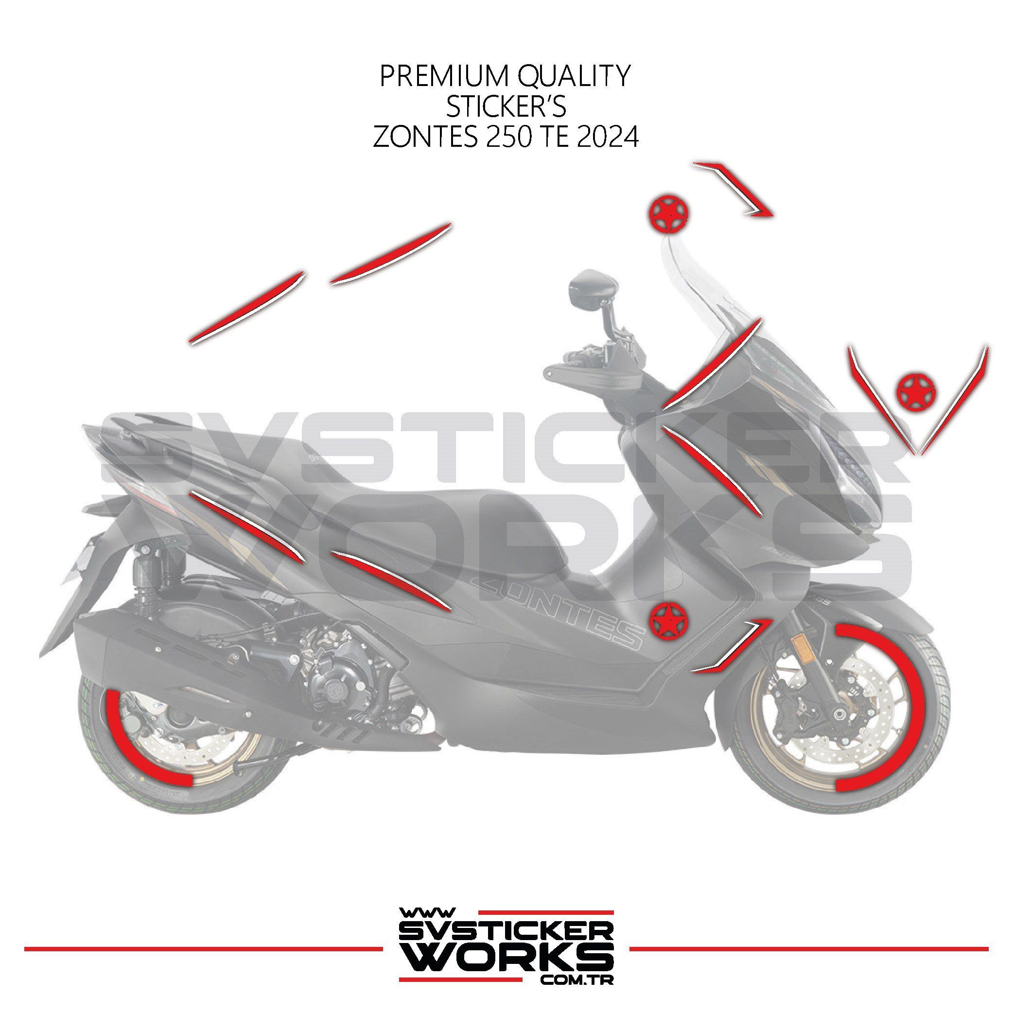 SVSTICKERWORKSZONTES - RKS RZ250S Sticker Kaplama Set Full Kit Parçalı Etiket Sticker Modeli KırmızıZONTES - RKS RZ250S Sticker Kaplama Set Full Kit Parçalı Etiket Sticker Modeli KırmızıZontes