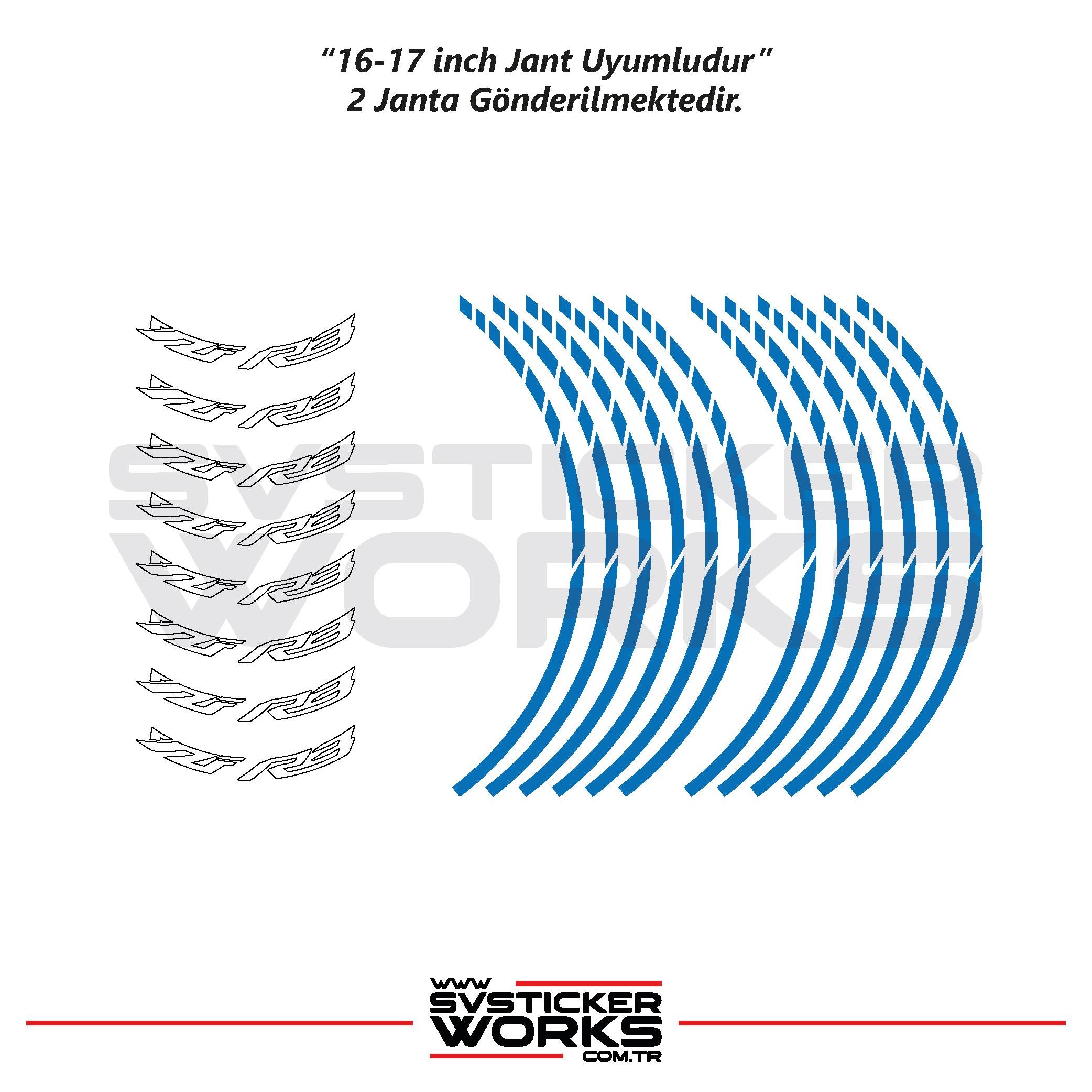 Yamaha YZF-R3 Yazılı Jant Sticker Dış Ve İç Set Sticker Jant Şeridi