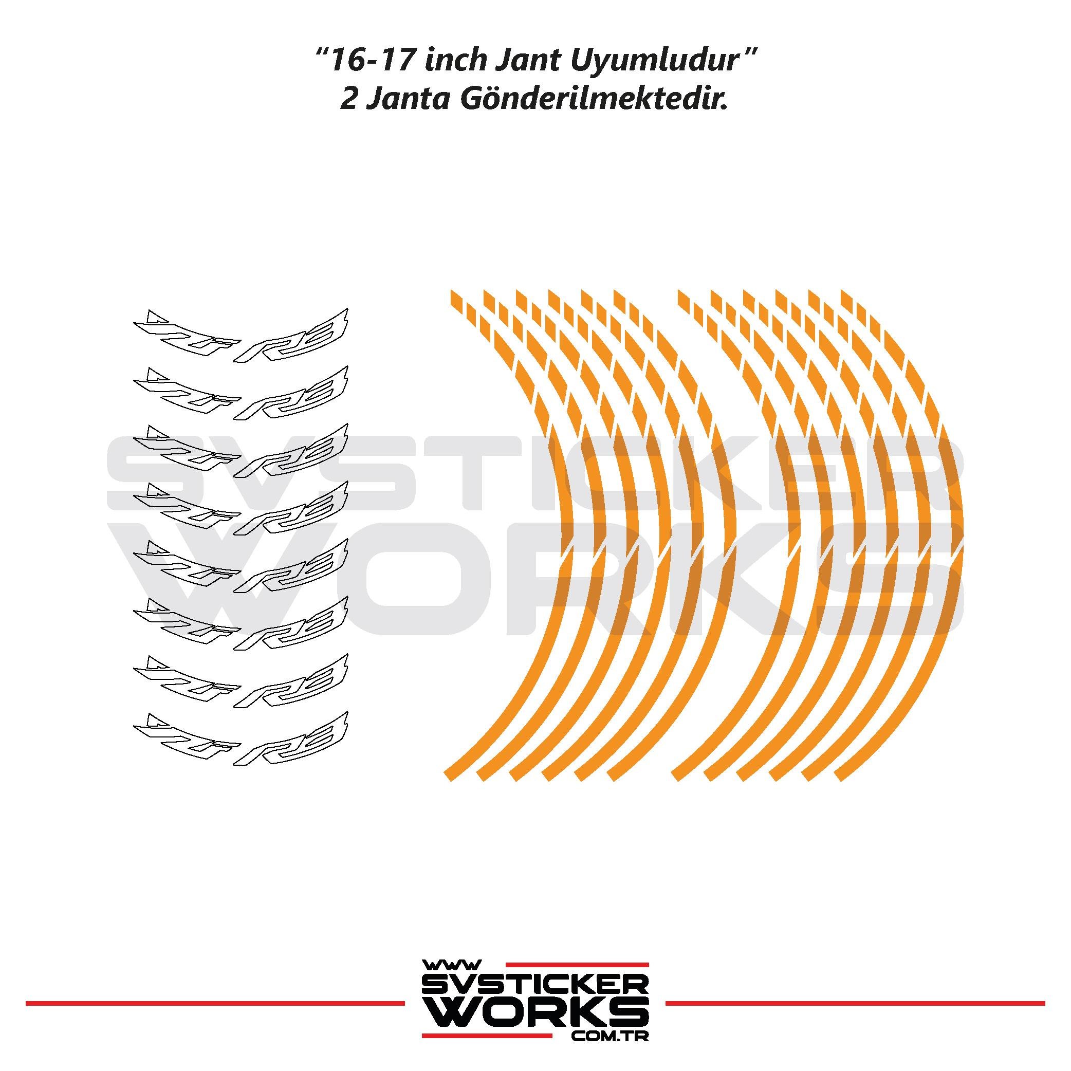 Yamaha YZF-R3 Yazılı Jant Sticker Dış Ve İç Set Sticker Jant Şeridi