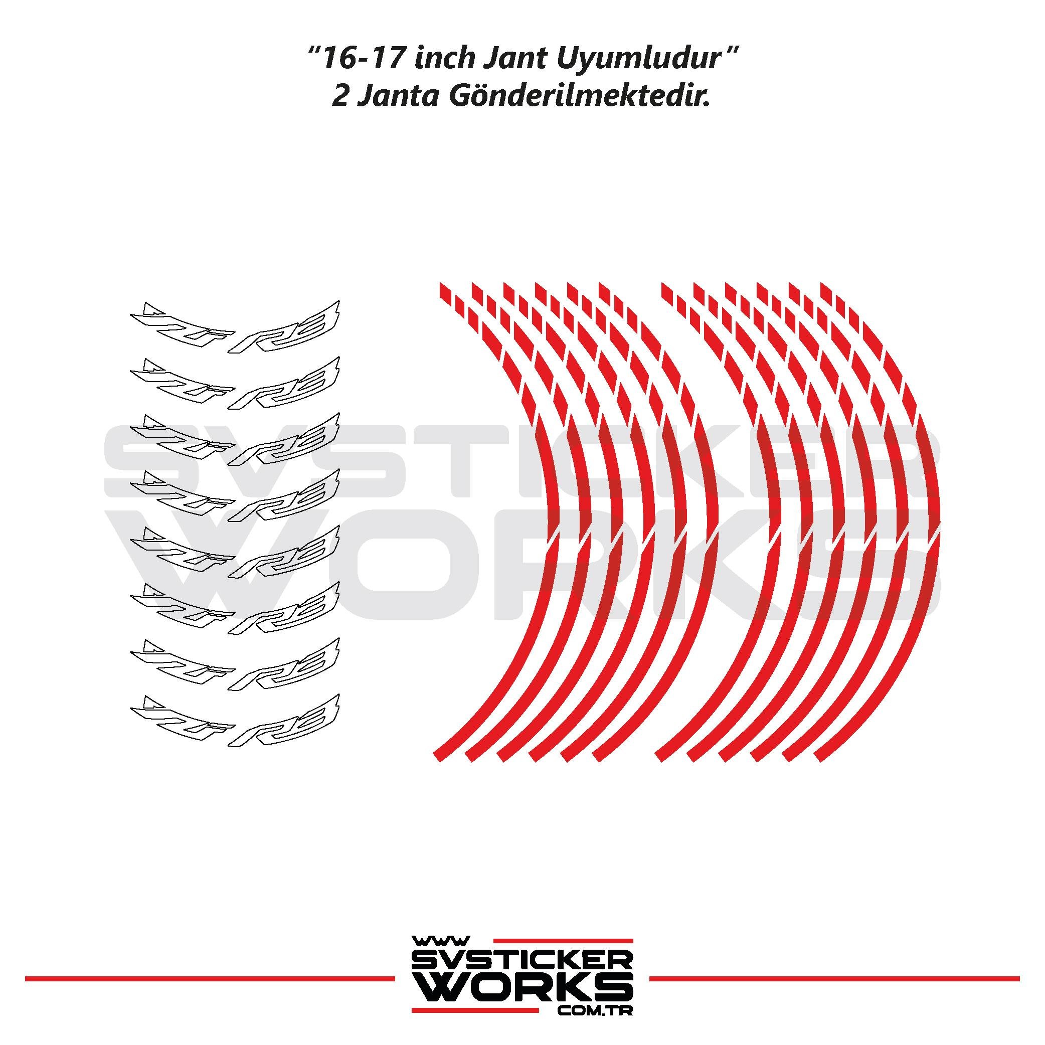 Yamaha YZF-R3 Yazılı Jant Sticker Dış Ve İç Set Sticker Jant Şeridi