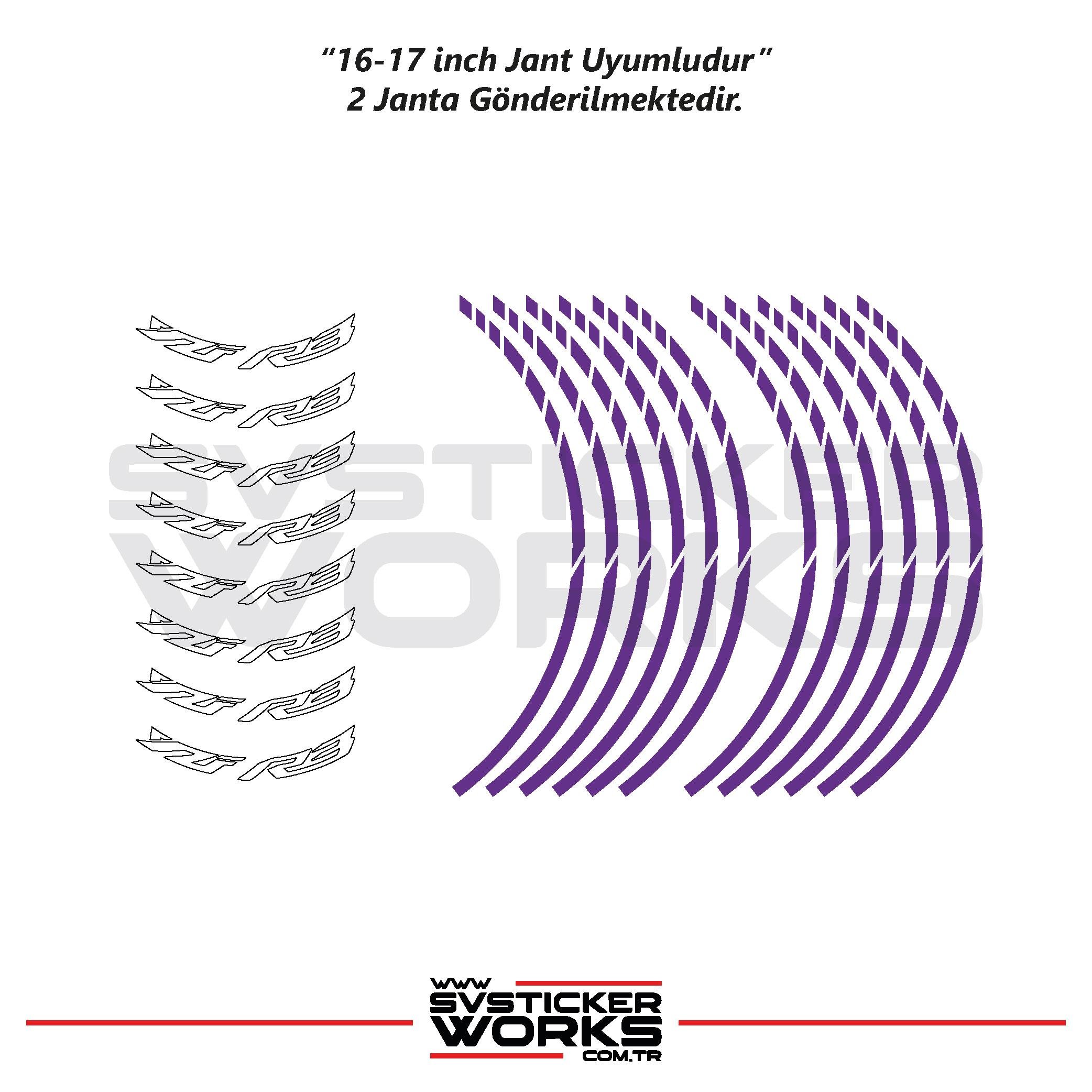 Yamaha YZF-R3 Yazılı Jant Sticker Dış Ve İç Set Sticker Jant Şeridi
