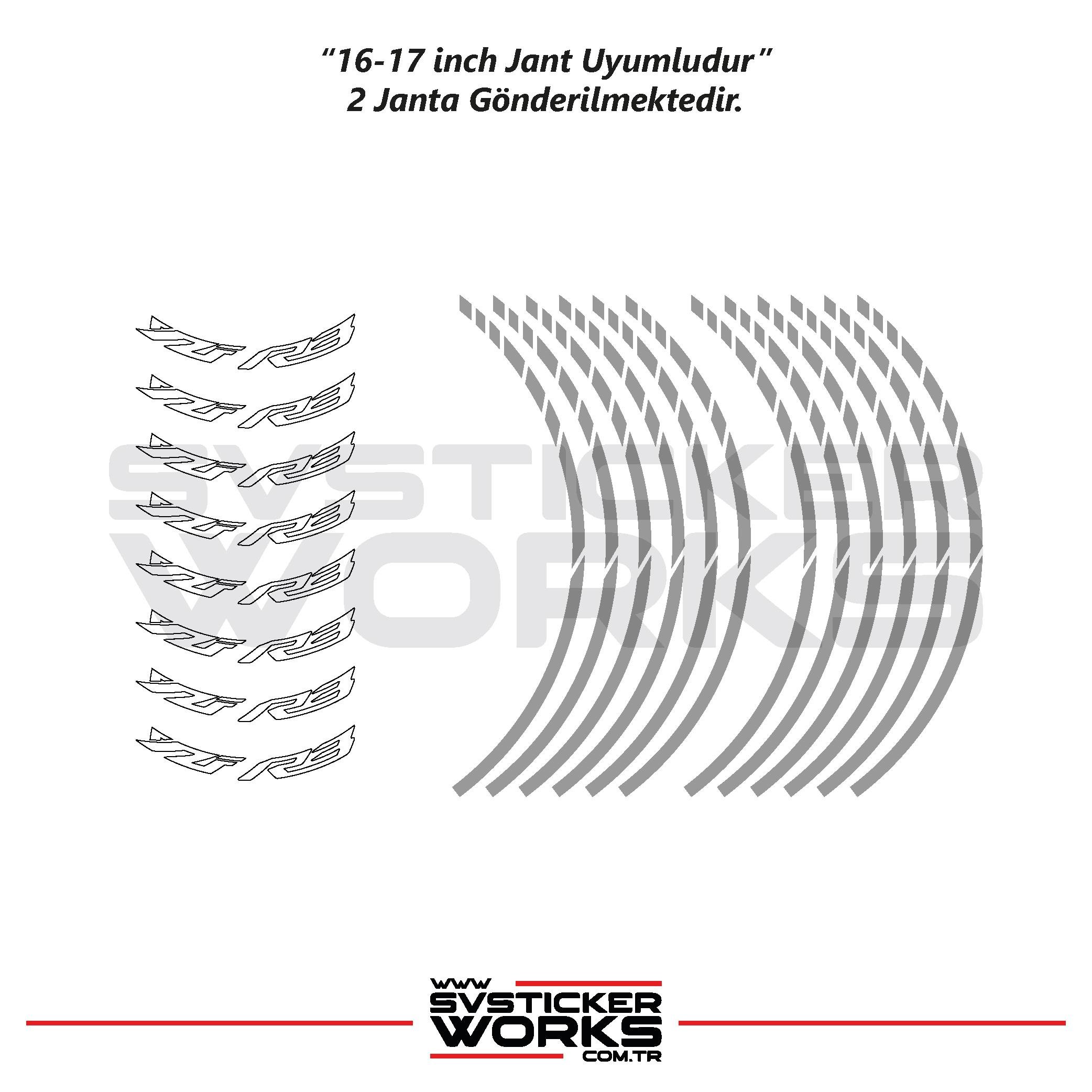 Yamaha YZF-R3 Yazılı Jant Sticker Dış Ve İç Set Sticker Jant Şeridi