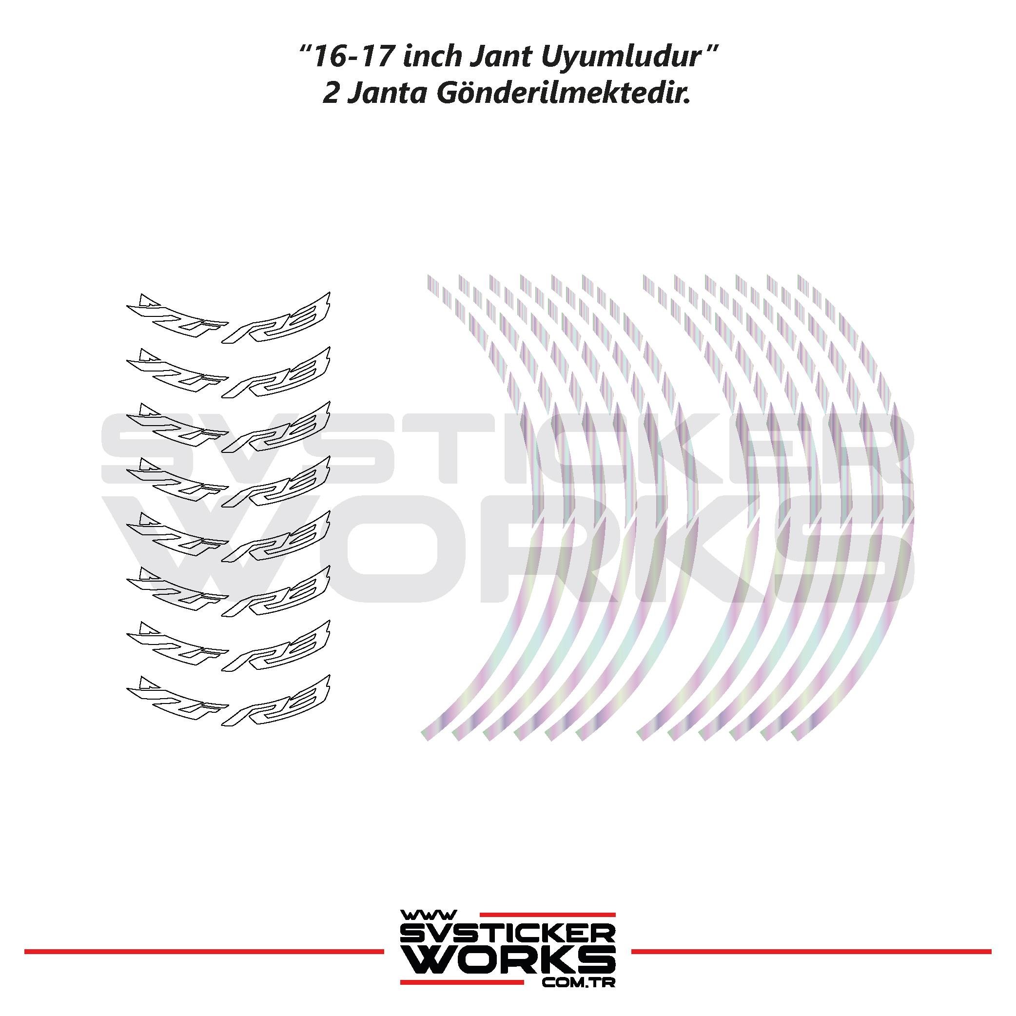 Yamaha YZF-R3 Yazılı Jant Sticker Dış Ve İç Set Sticker Jant Şeridi