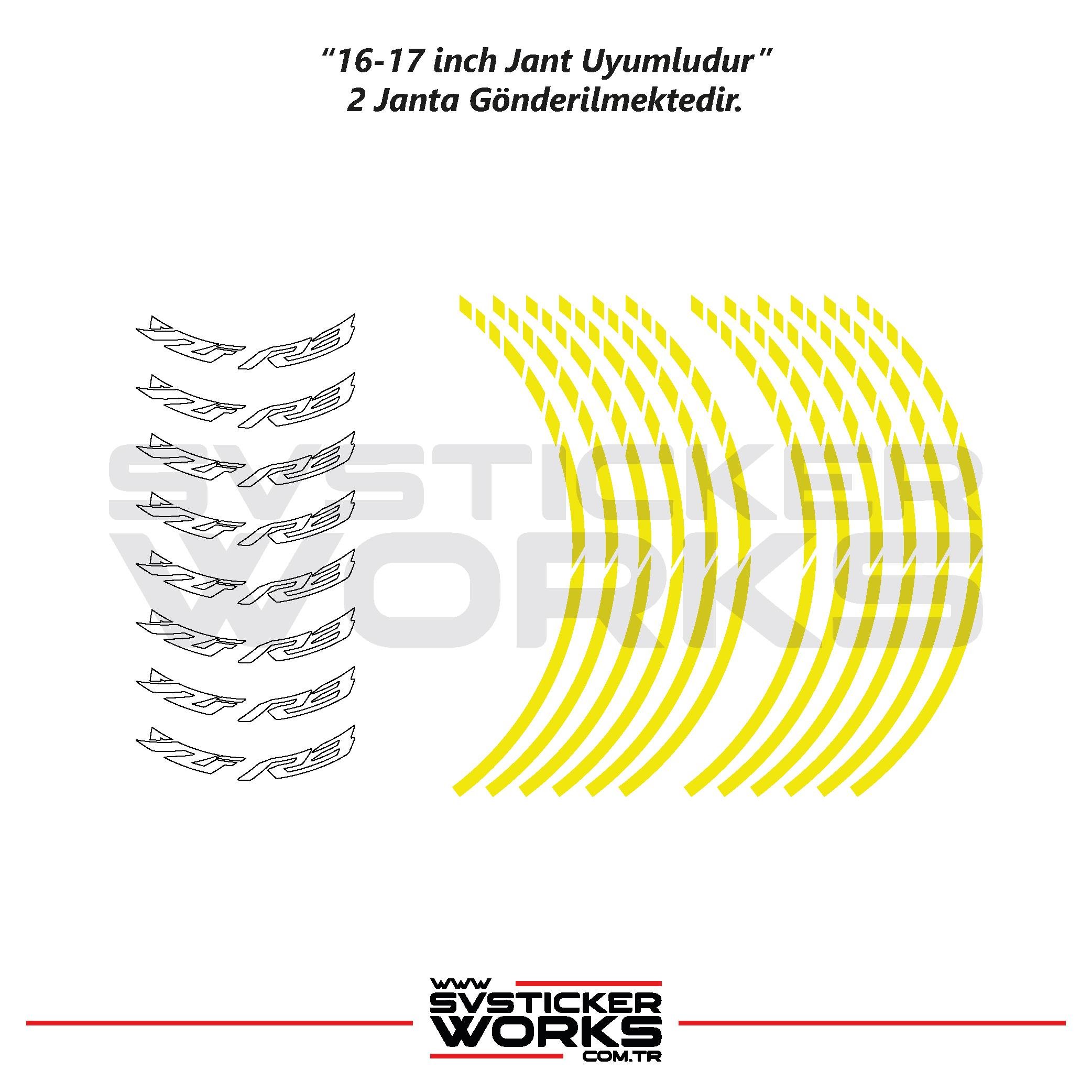 Yamaha YZF-R3 Yazılı Jant Sticker Dış Ve İç Set Sticker Jant Şeridi