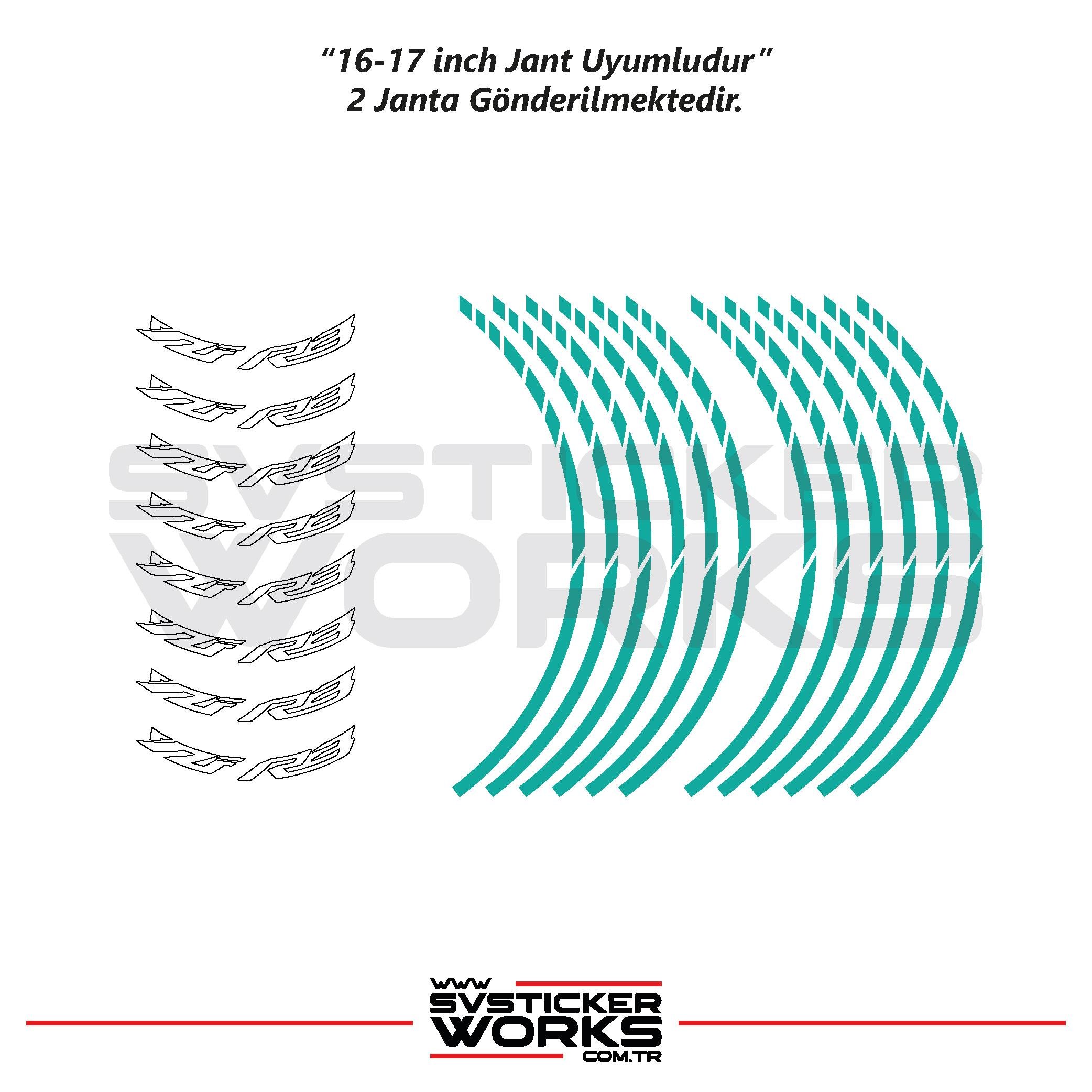 Yamaha YZF-R3 Yazılı Jant Sticker Dış Ve İç Set Sticker Jant Şeridi