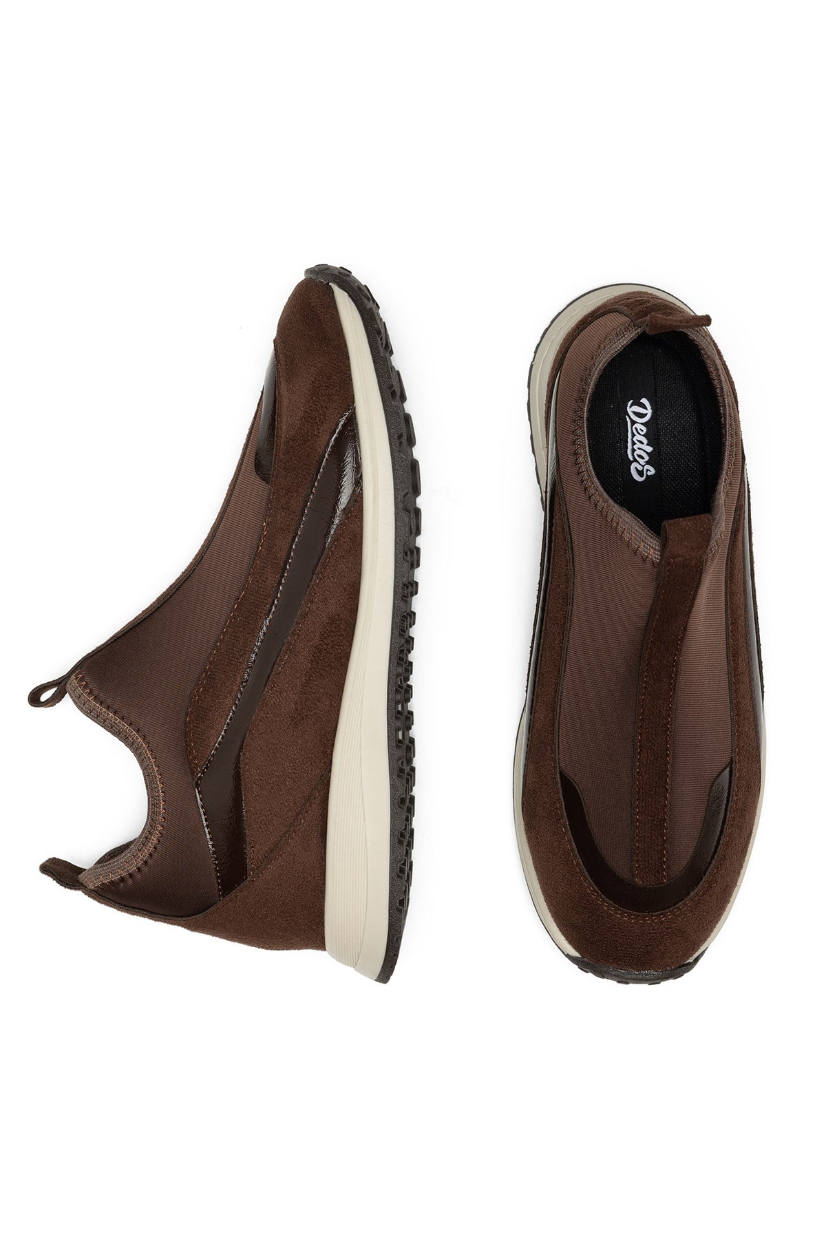 Kadın Acı Kahve Streç Çorap Spor Ayakkabı Bağcıksız Rahat Sneaker