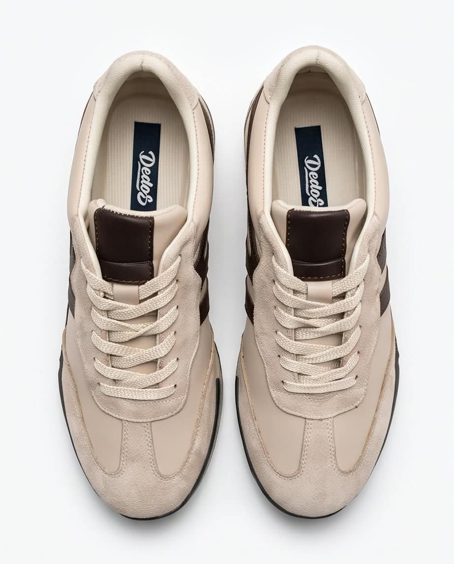 Kadın Bej Süet Detaylı Retro Günlük Yürüyüş Sneaker Spor Ayakkabı