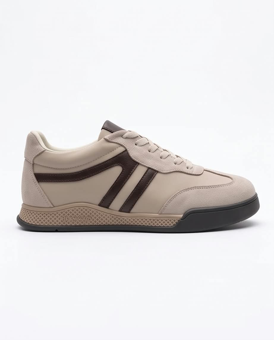 Kadın Bej Süet Detaylı Retro Günlük Yürüyüş Sneaker Spor Ayakkabı