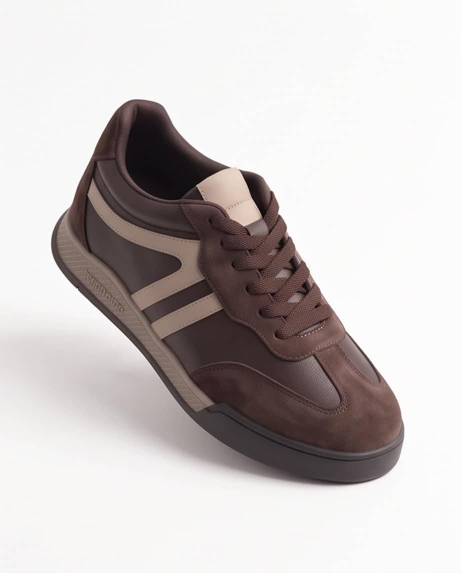 Kadın Kahve Süet Detaylı Retro Günlük Yürüyüş Sneaker Spor Ayakkabı